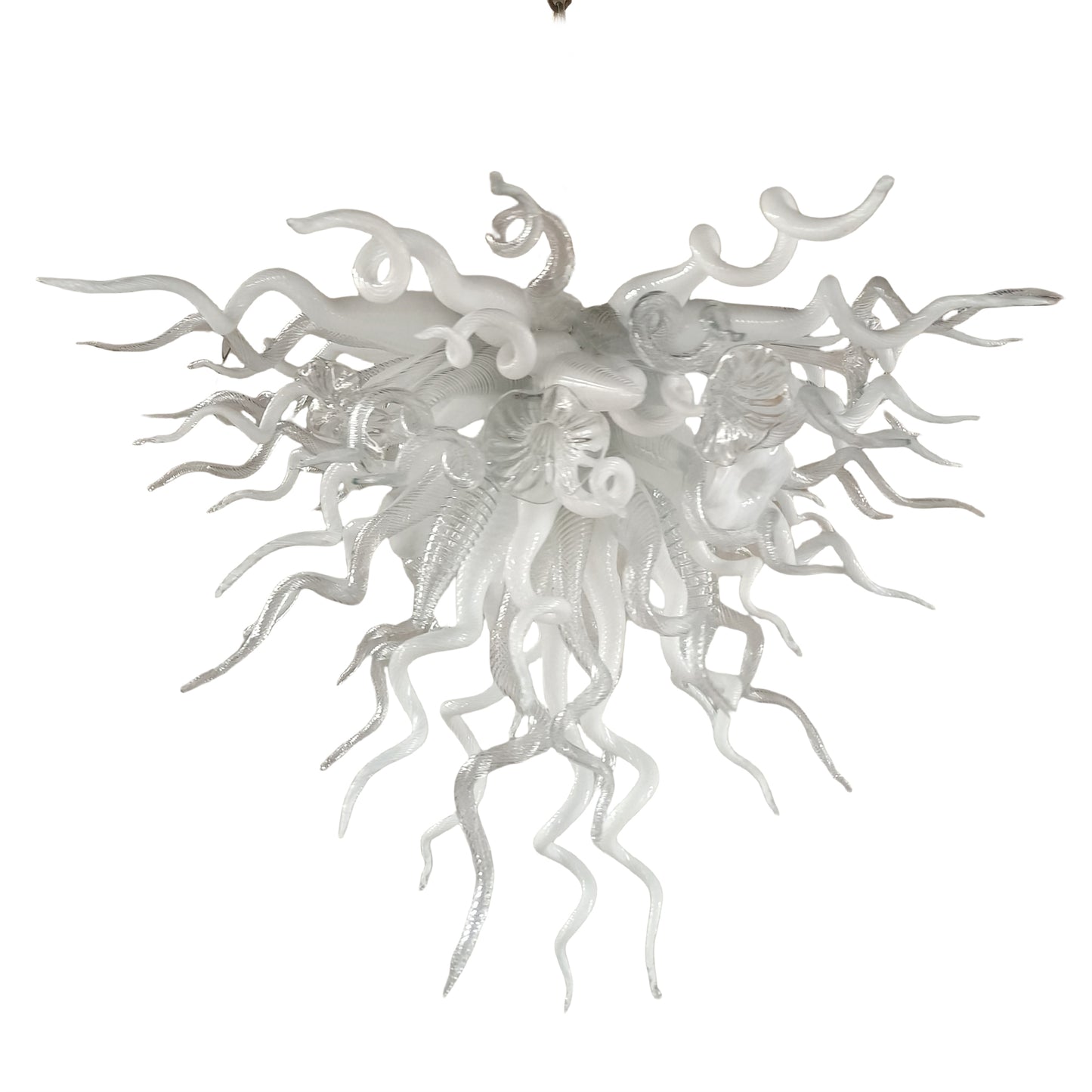 Modern design hand made clear and white blown glass chandelier