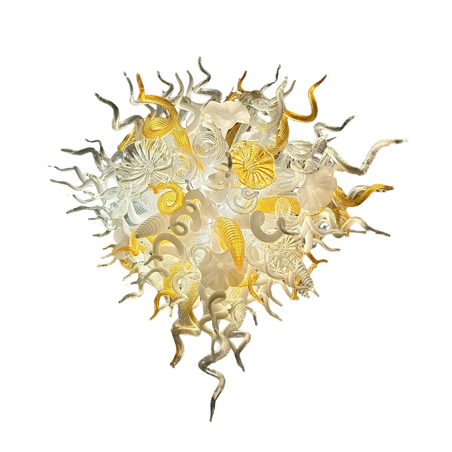 Gold and white color blown art glass chandelier luxury pendant lamp