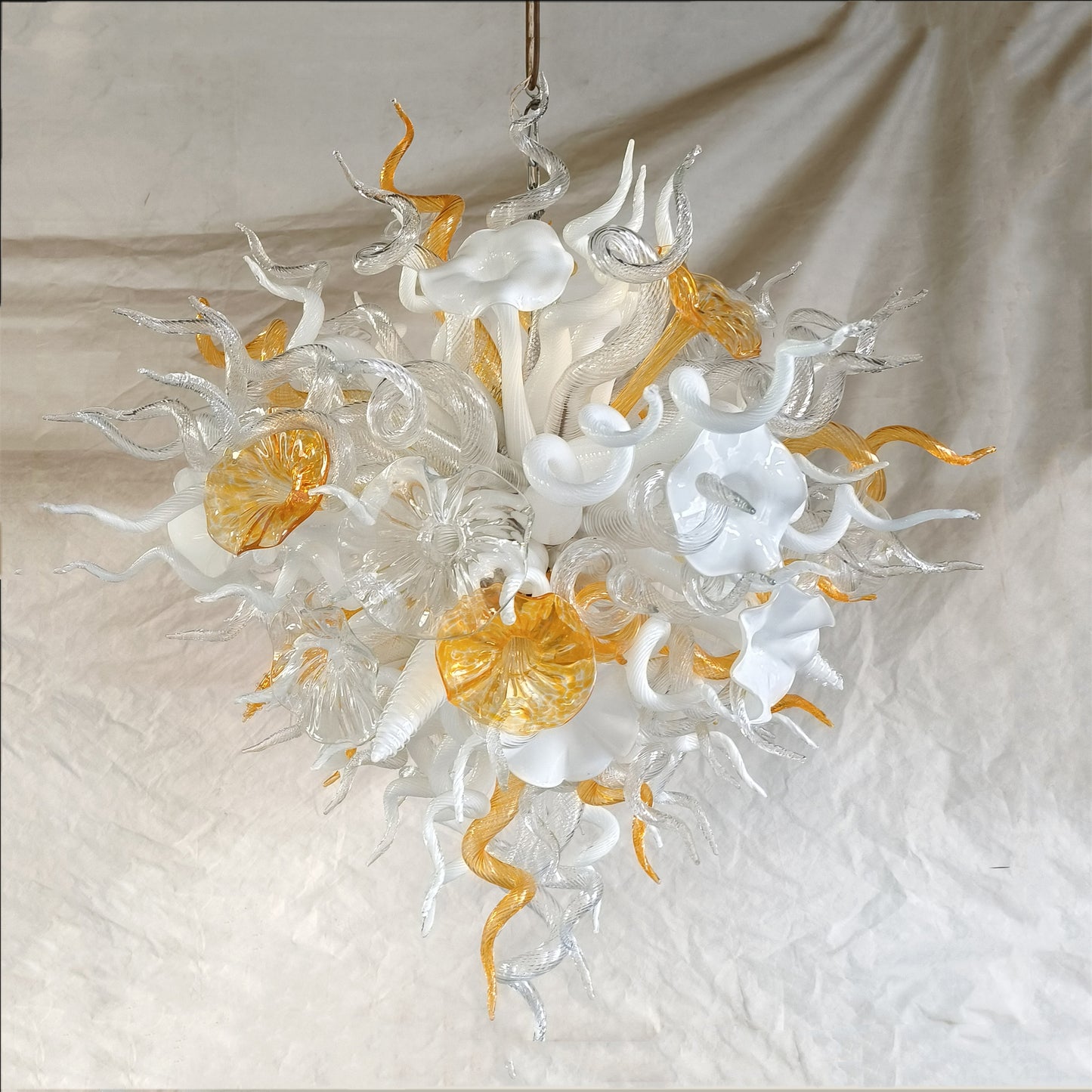 Gold and white color blown art glass chandelier luxury pendant lamp