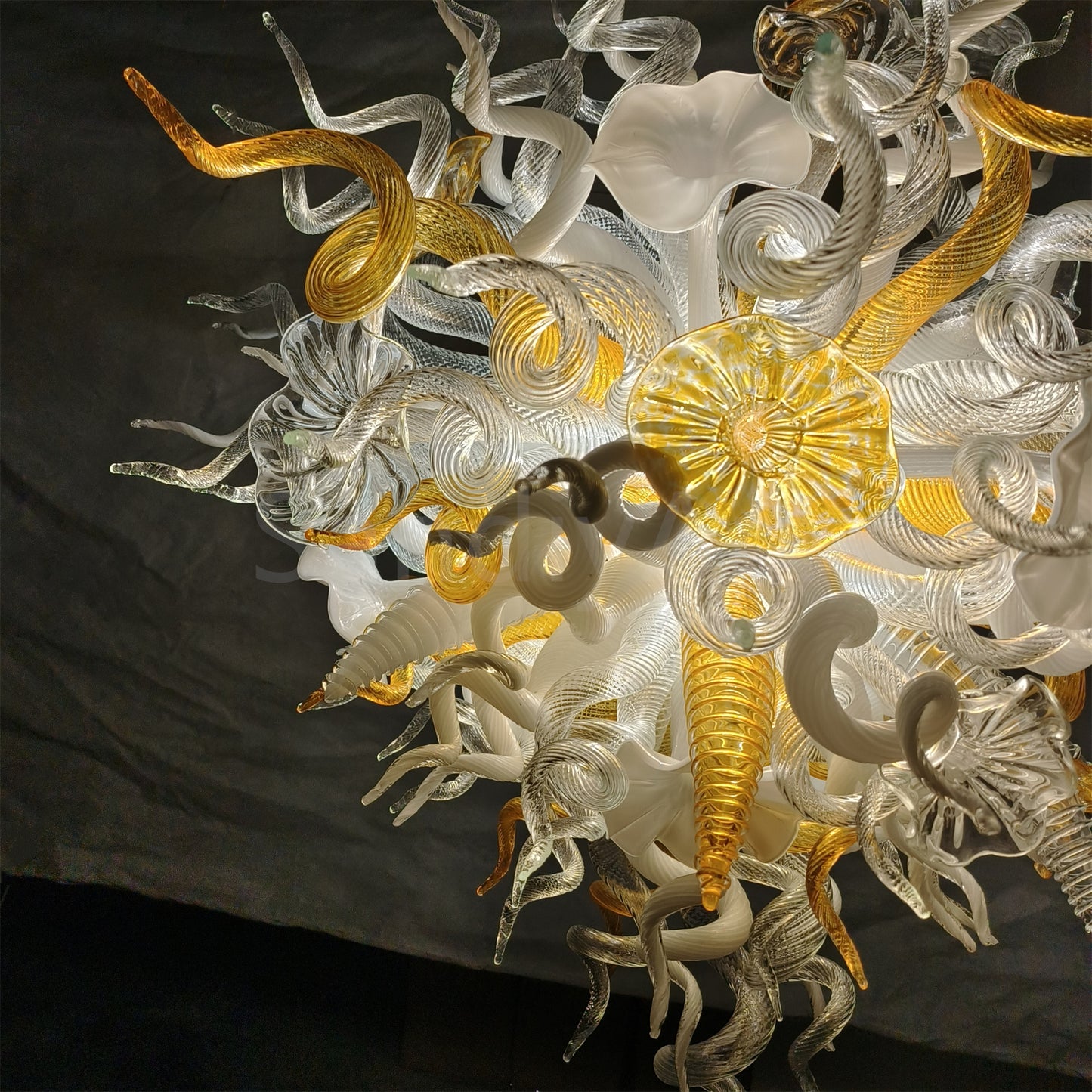 Gold and white color blown art glass chandelier luxury pendant lamp