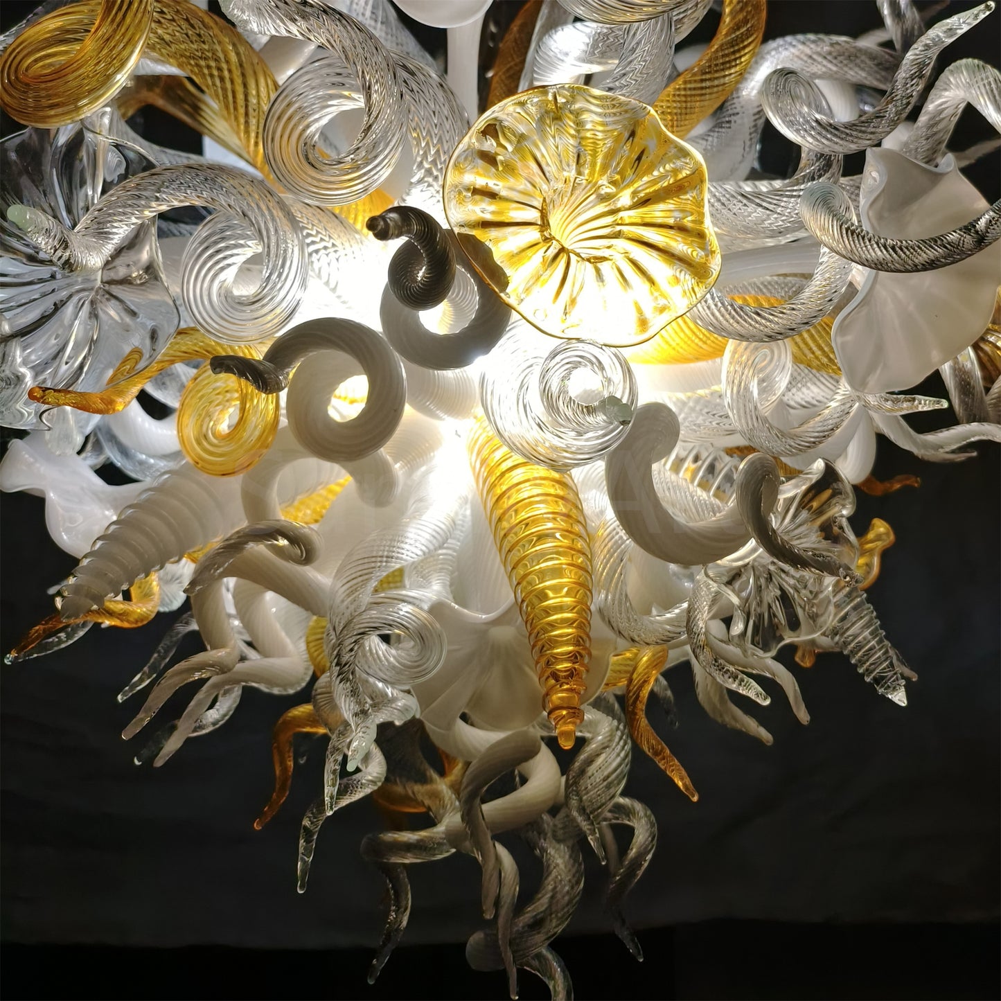 Gold and white color blown art glass chandelier luxury pendant lamp