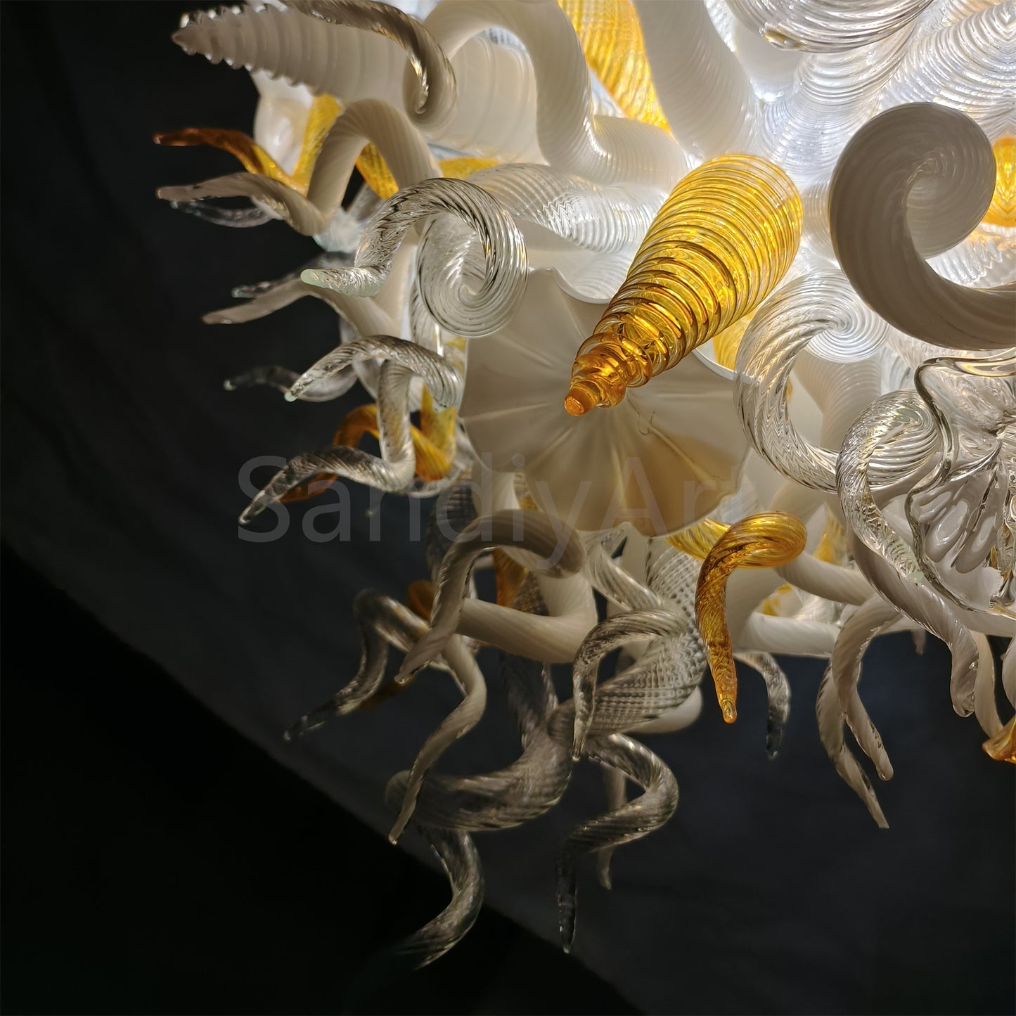 Gold and white color blown art glass chandelier luxury pendant lamp