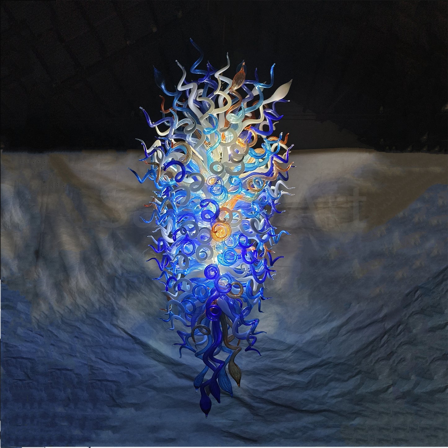 200cm big hotel glass gooseneck chandelier project luxury art lighting custom