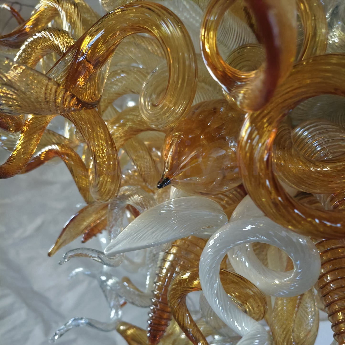 Luxury hand DIY blown glass gold foyer chandelier
