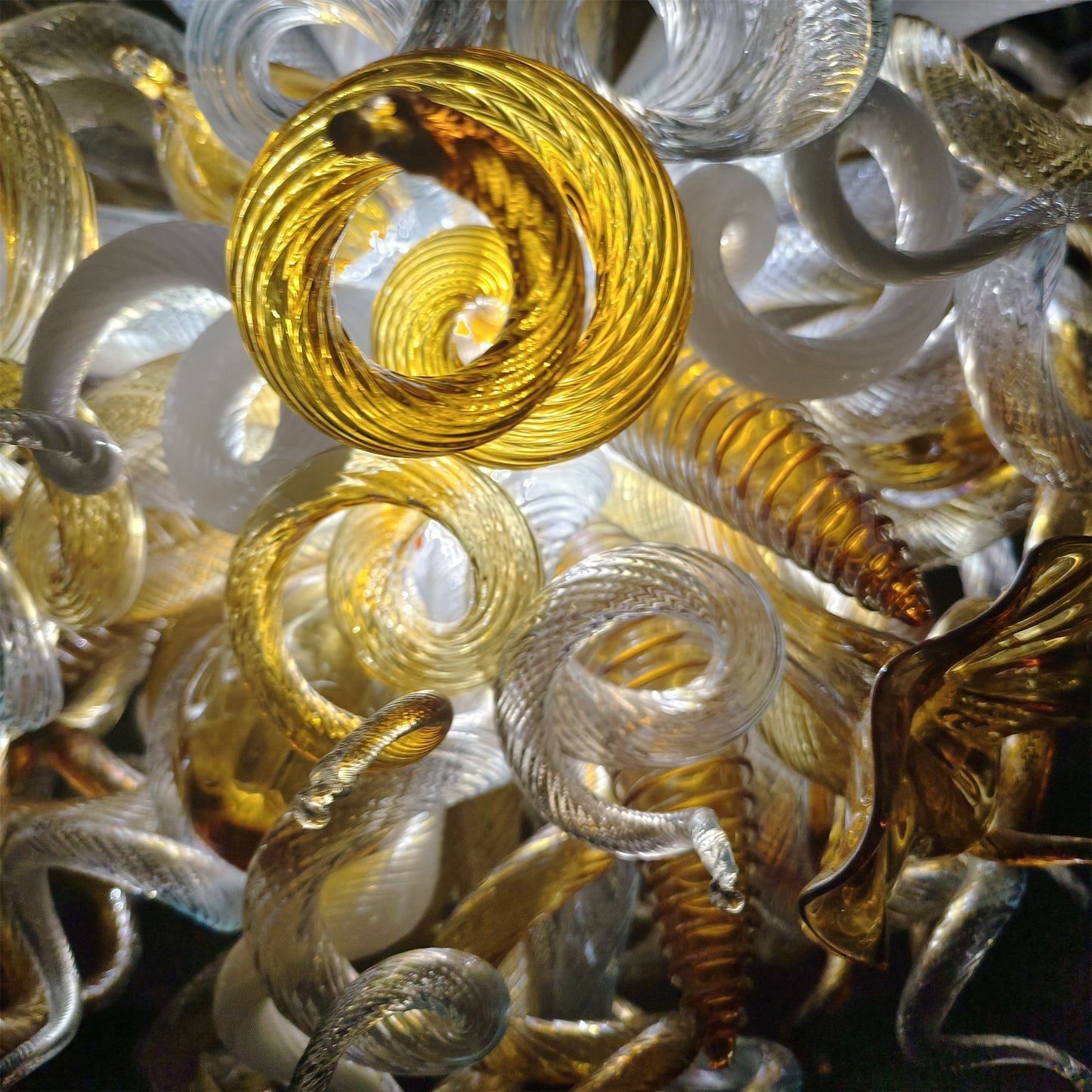 Luxury hand DIY blown glass gold foyer chandelier