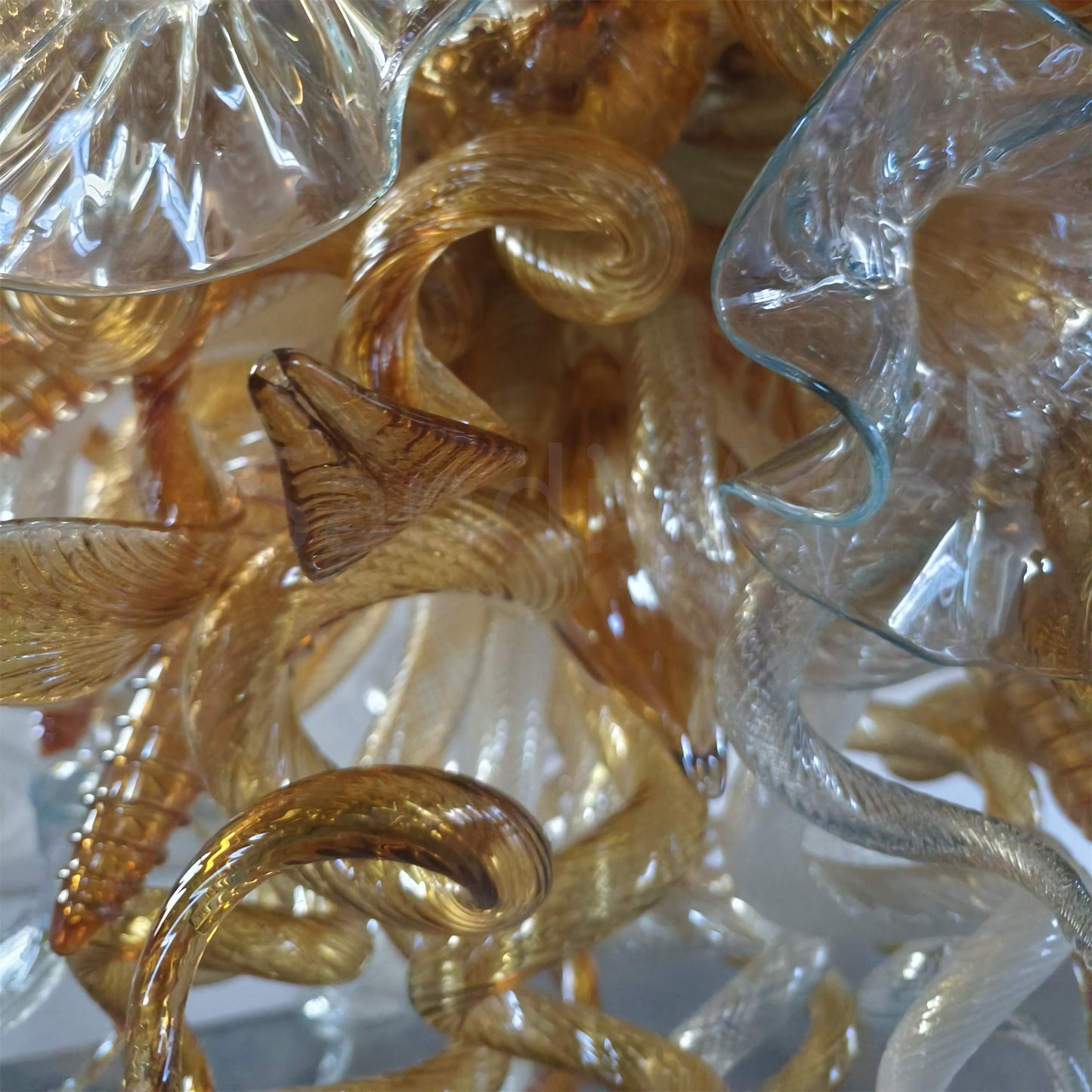 Luxury hand DIY blown glass gold foyer chandelier