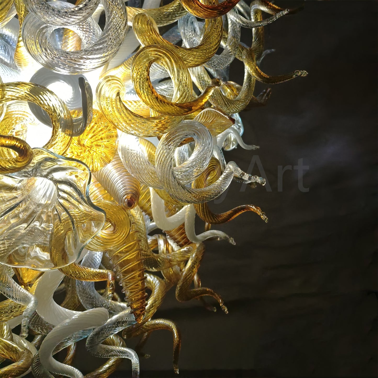 Luxury hand DIY blown glass gold foyer chandelier