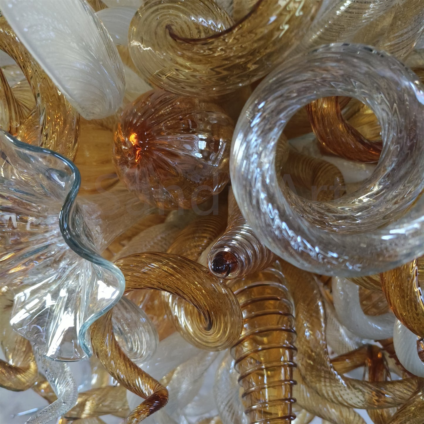 Luxury hand DIY blown glass gold foyer chandelier