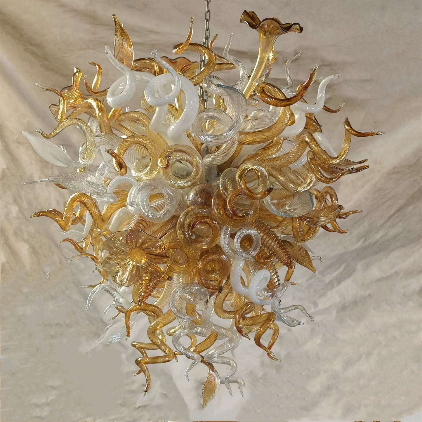Luxury hand DIY blown glass gold foyer chandelier