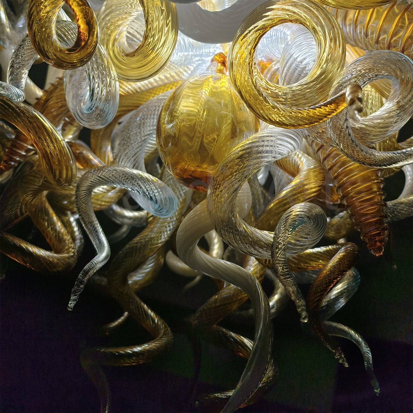Luxury hand DIY blown glass gold foyer chandelier