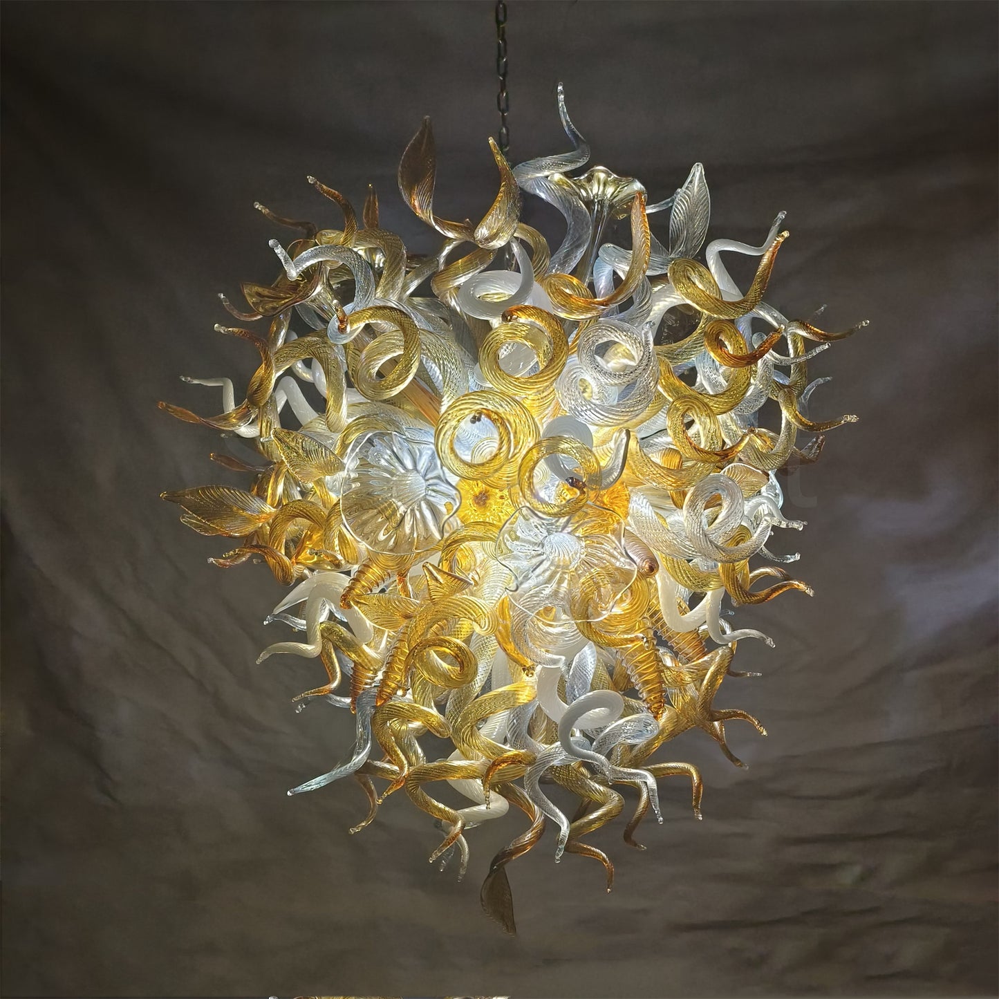 Luxury hand DIY blown glass gold foyer chandelier