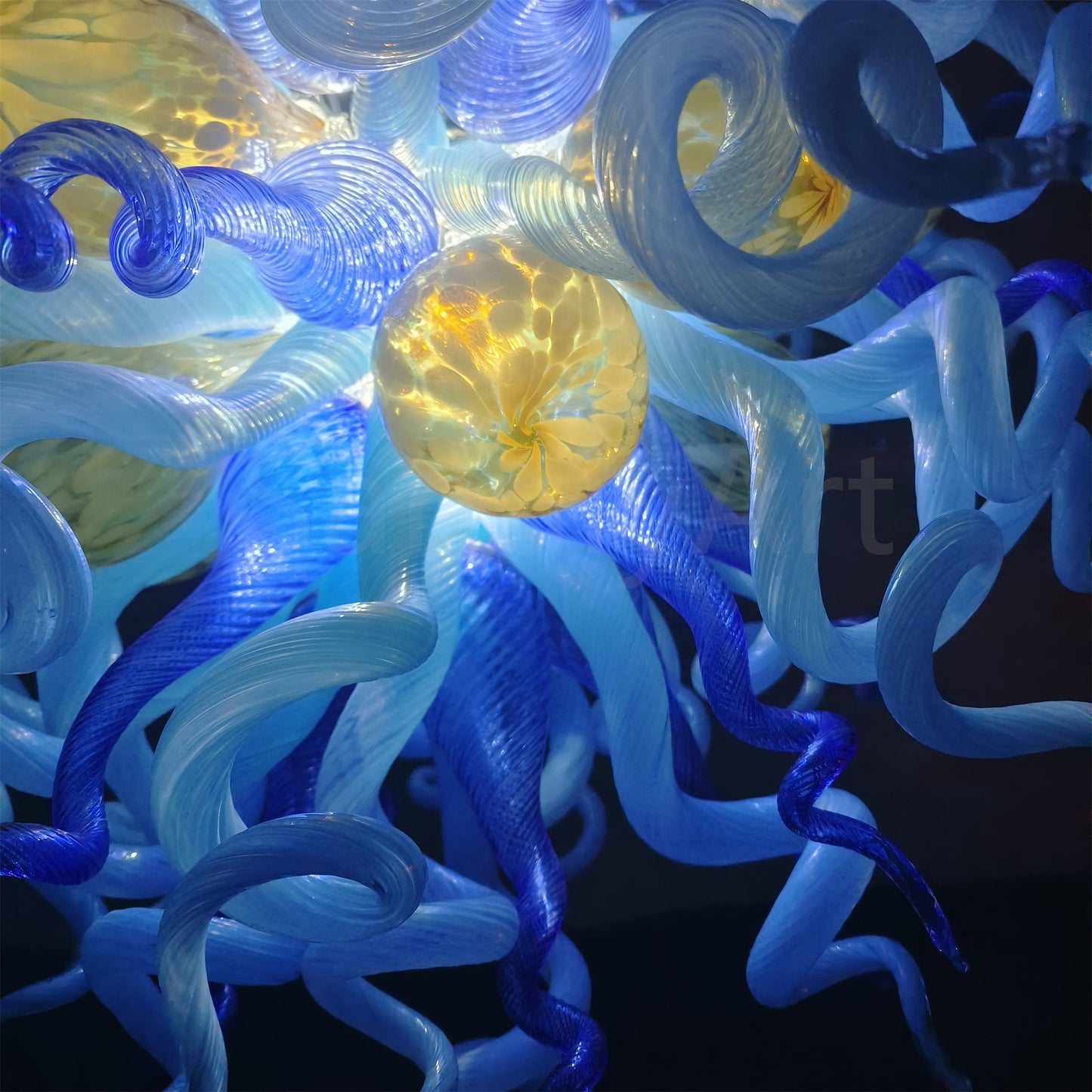 Hand made blown blue color foyer chandelier modern