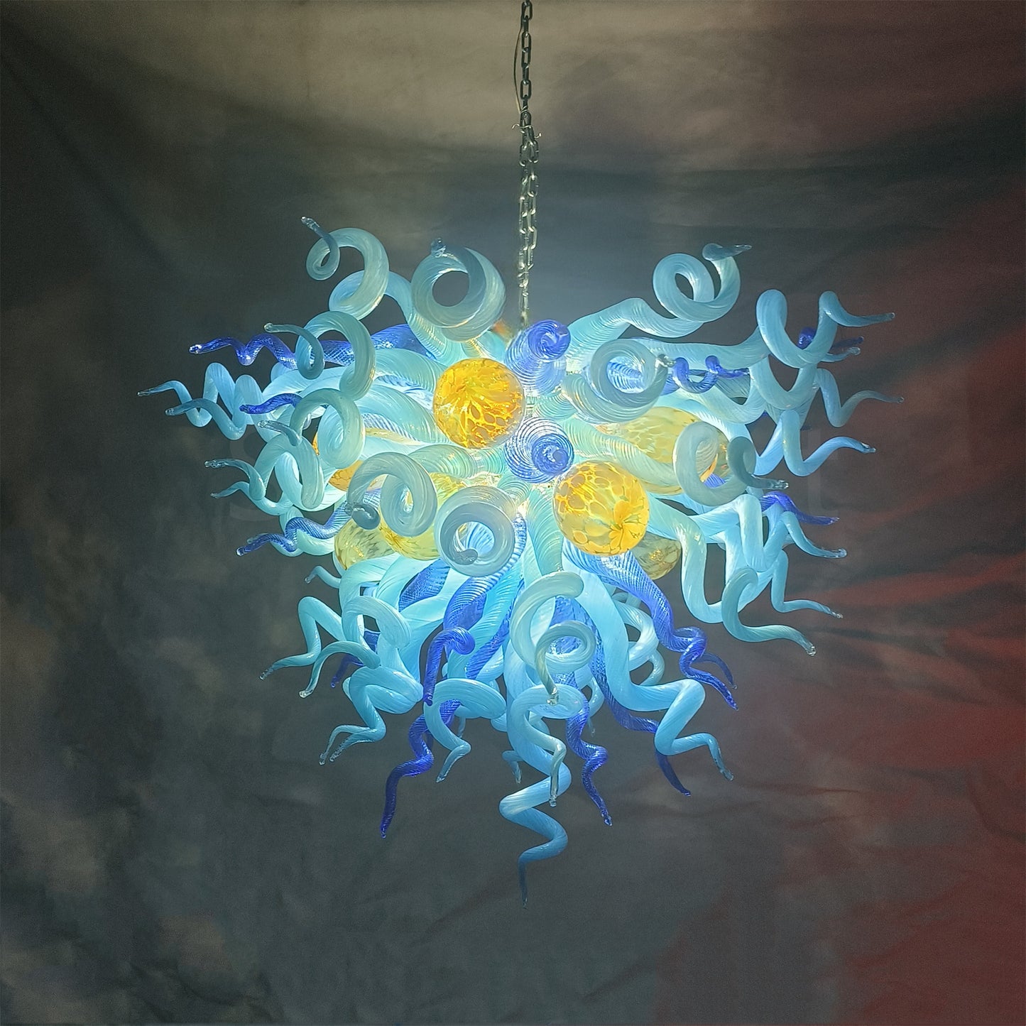 Hand made blown blue color foyer chandelier modern