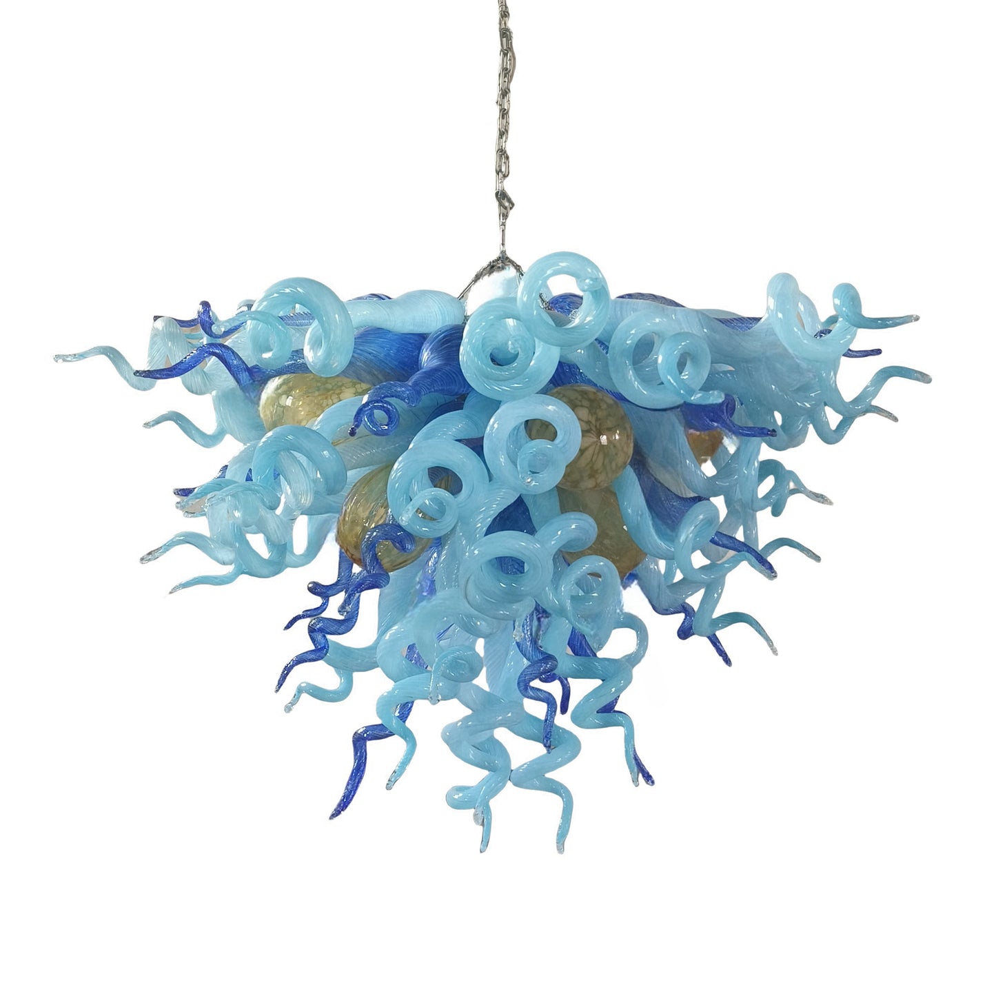 Hand made blown blue color foyer chandelier modern