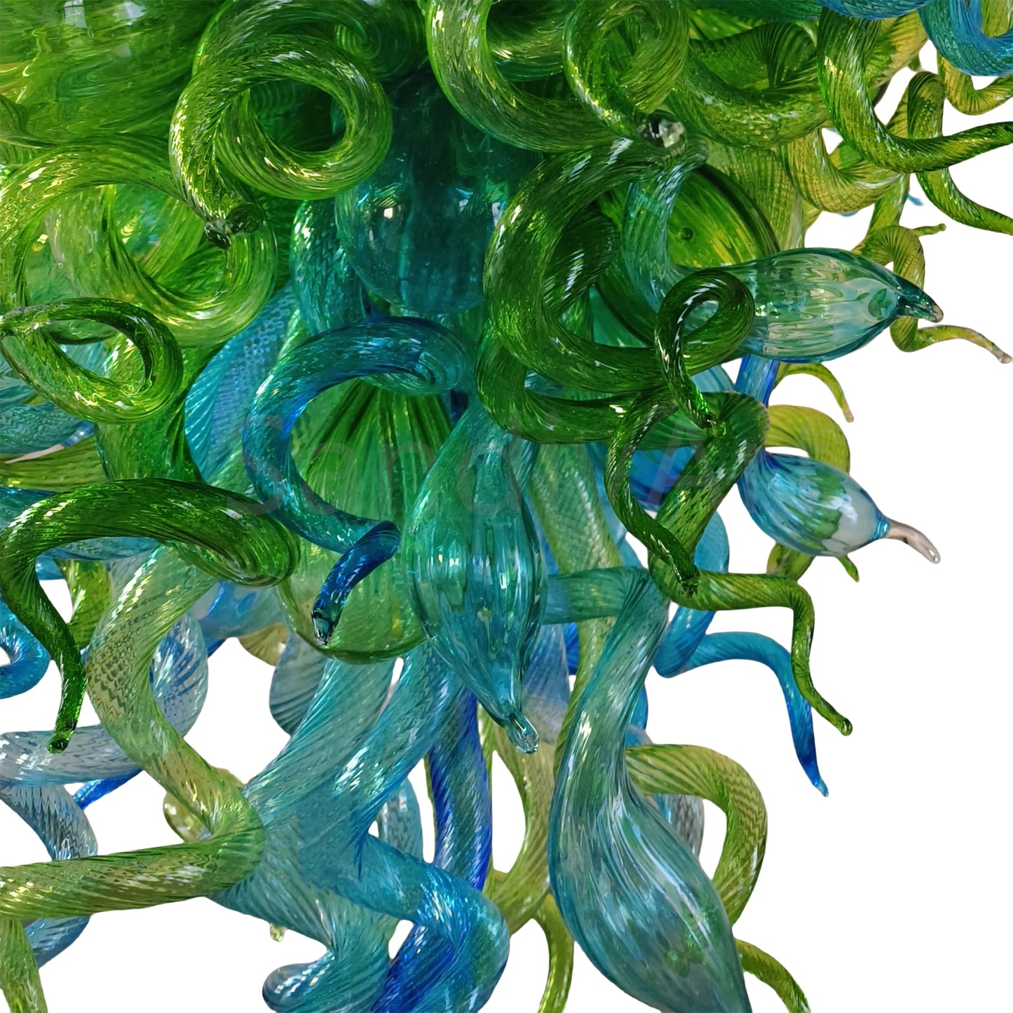 Green color hand made blown Glass Chandelier natural style lighting