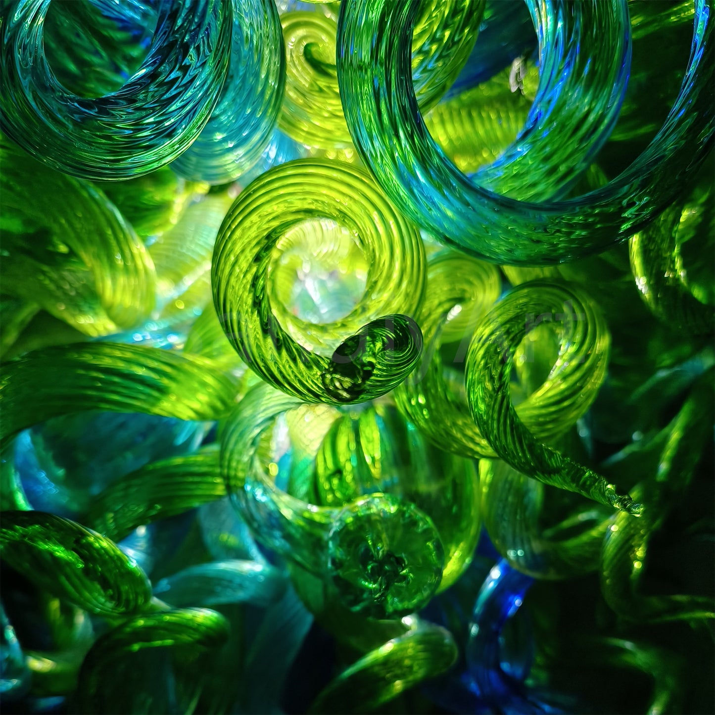 Green color hand made blown Glass Chandelier natural style lighting