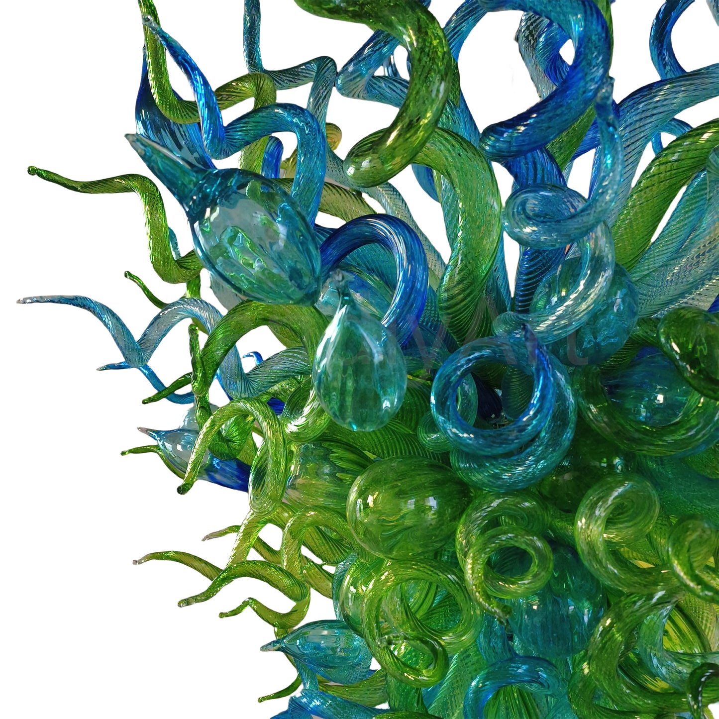 Green color hand made blown Glass Chandelier natural style lighting