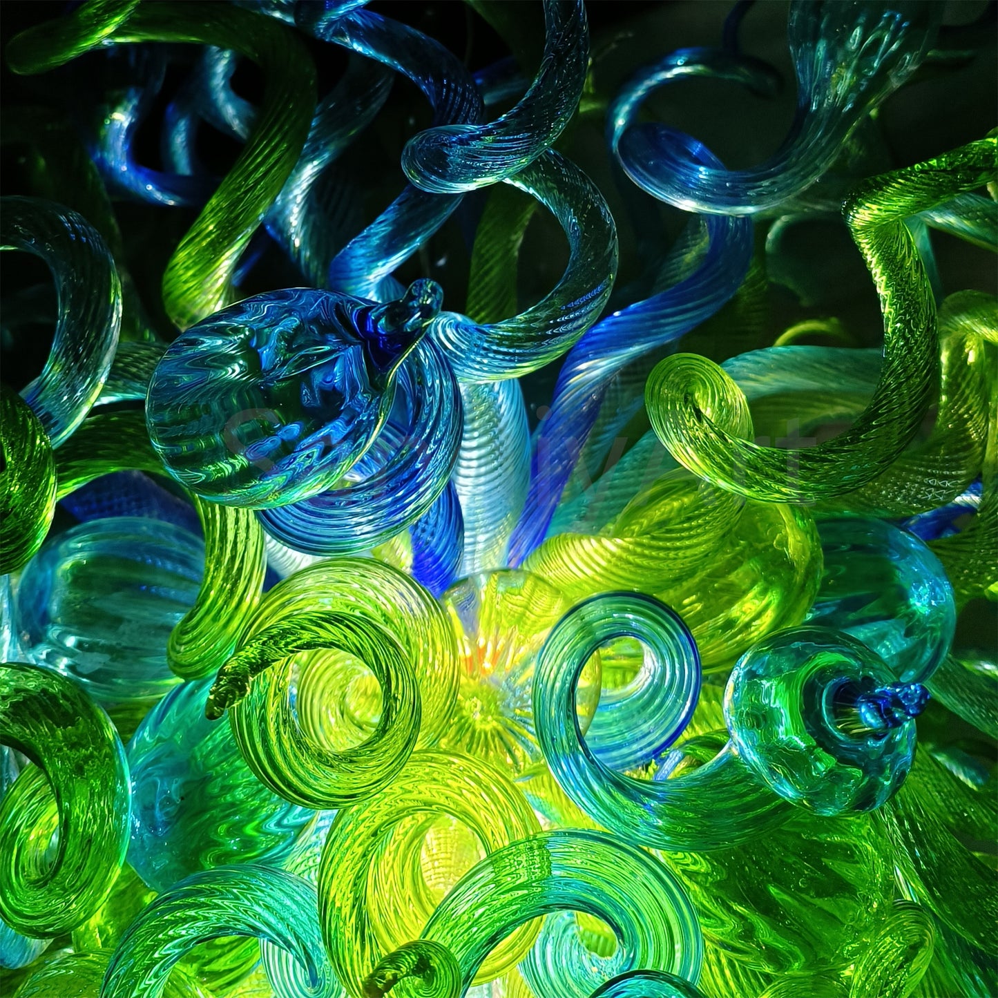 Green color hand made blown Glass Chandelier natural style lighting
