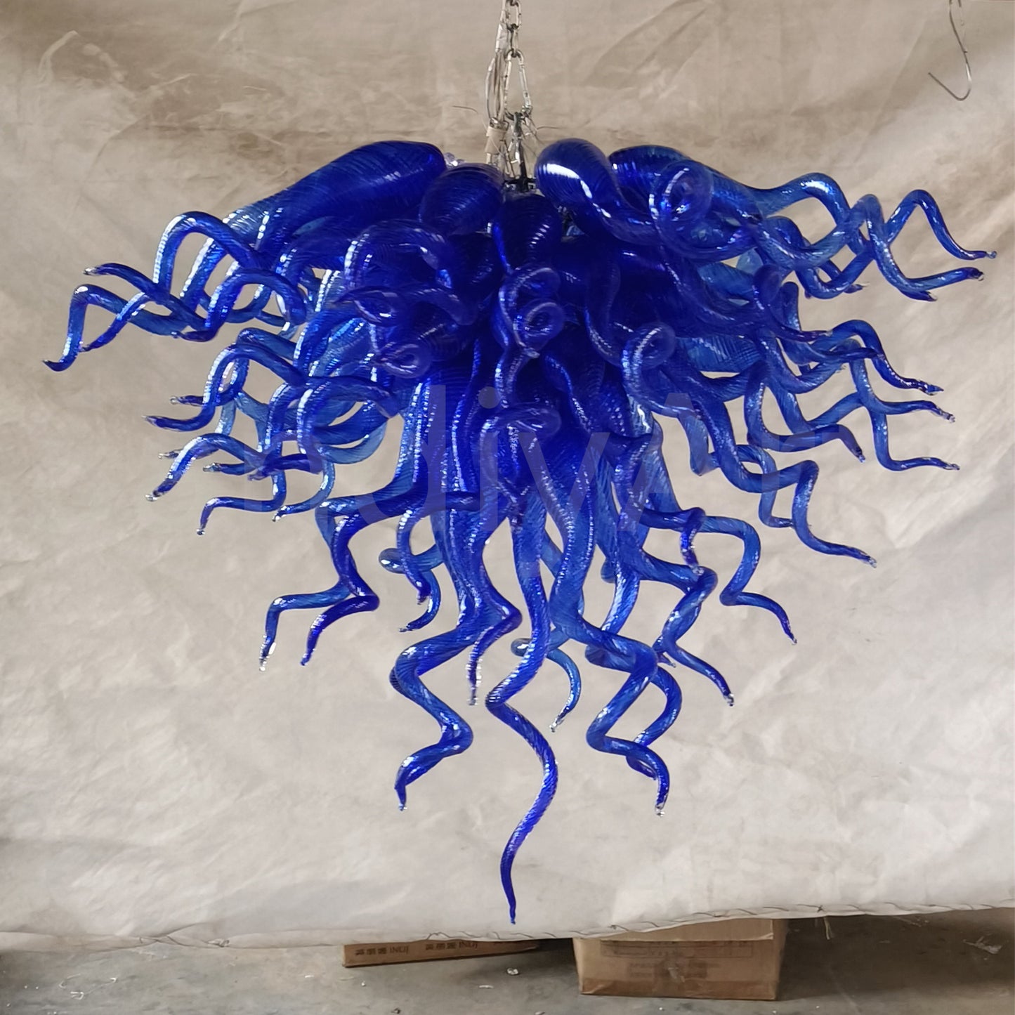 Dark blue color art blown glass LED Pendant Light dining room decoration