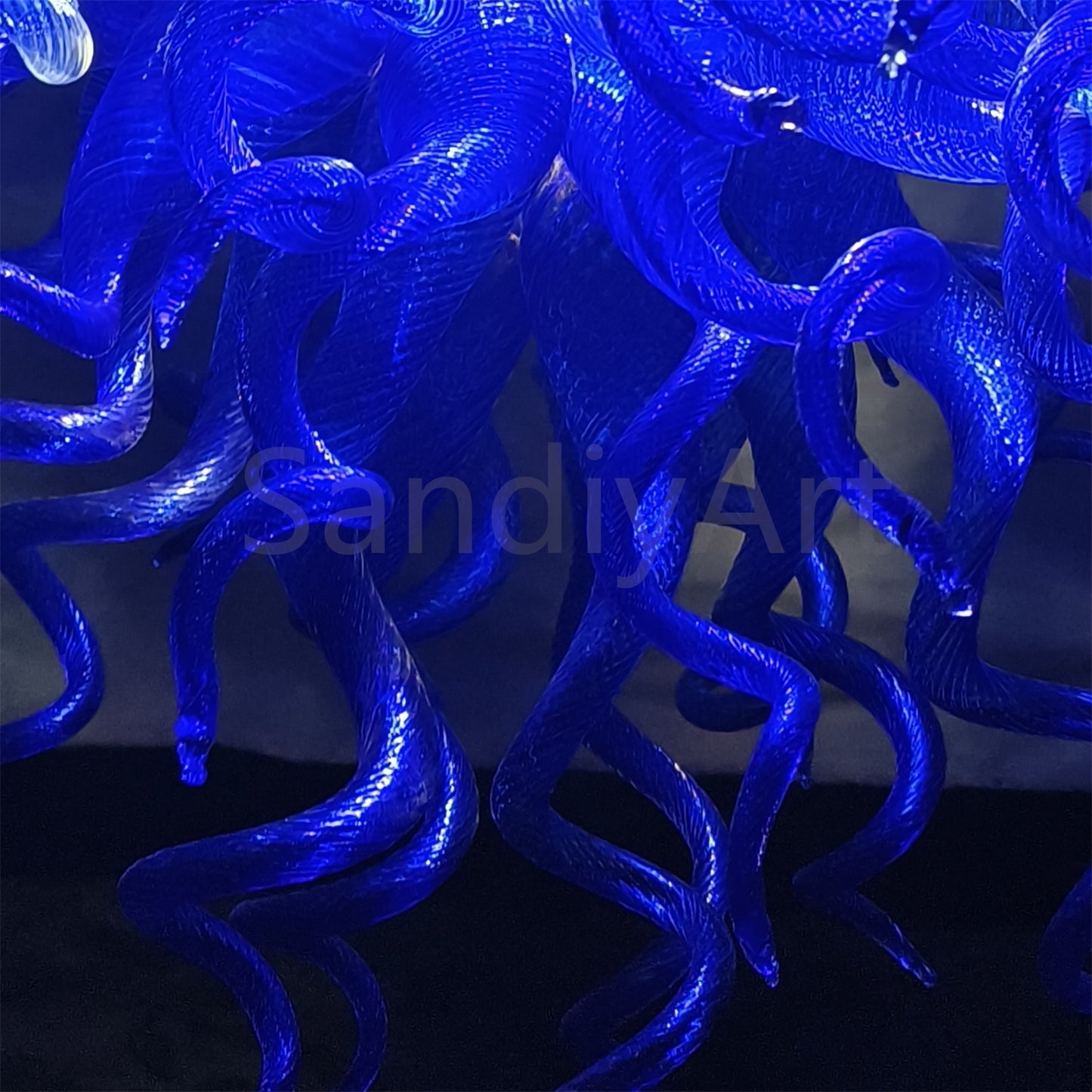 Dark blue color art blown glass LED Pendant Light dining room decoration