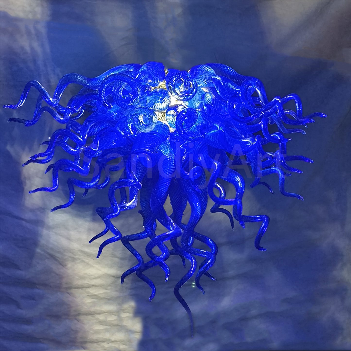 Dark blue color art blown glass LED Pendant Light dining room decoration