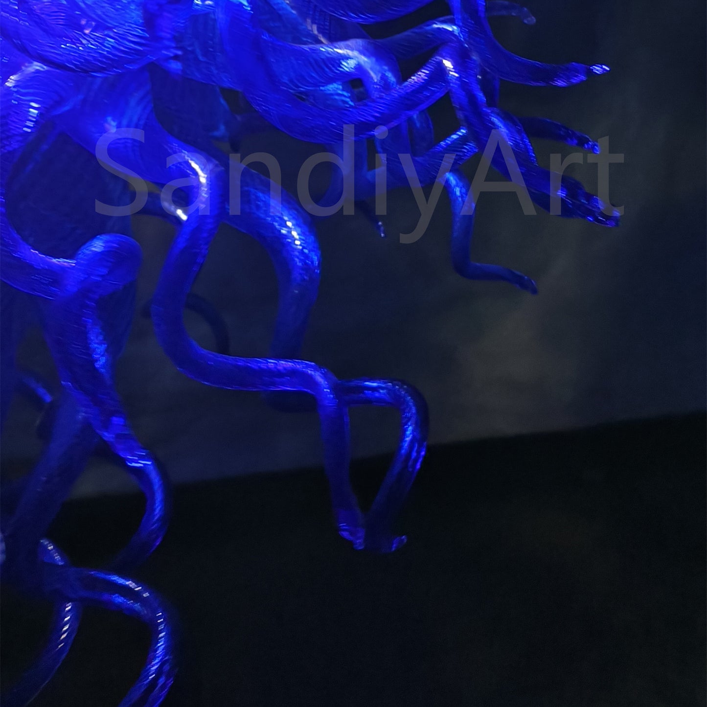 Dark blue color art blown glass LED Pendant Light dining room decoration