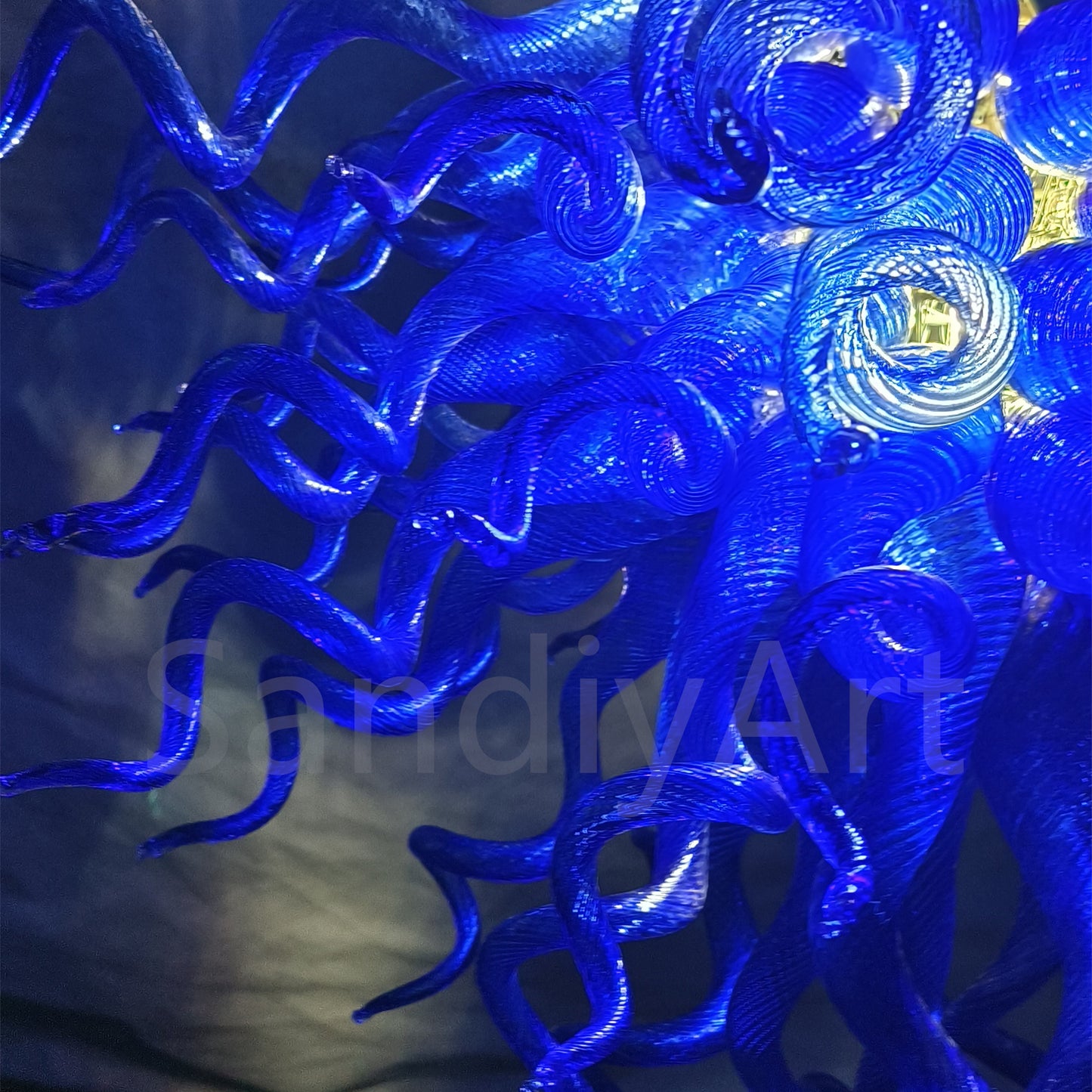 Dark blue color art blown glass LED Pendant Light dining room decoration