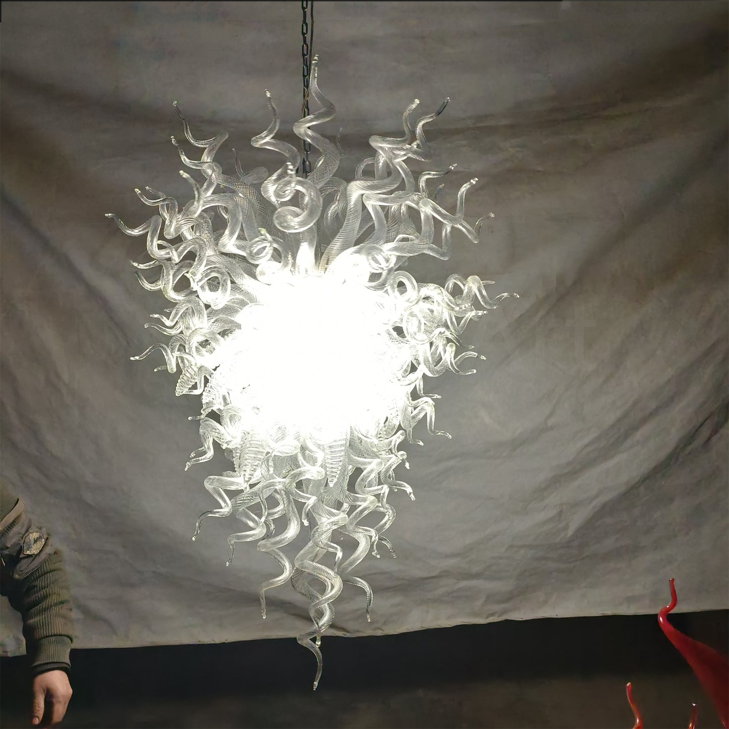 Handmade DIY clear Hand Blown Glass Chandelier entrance decoration