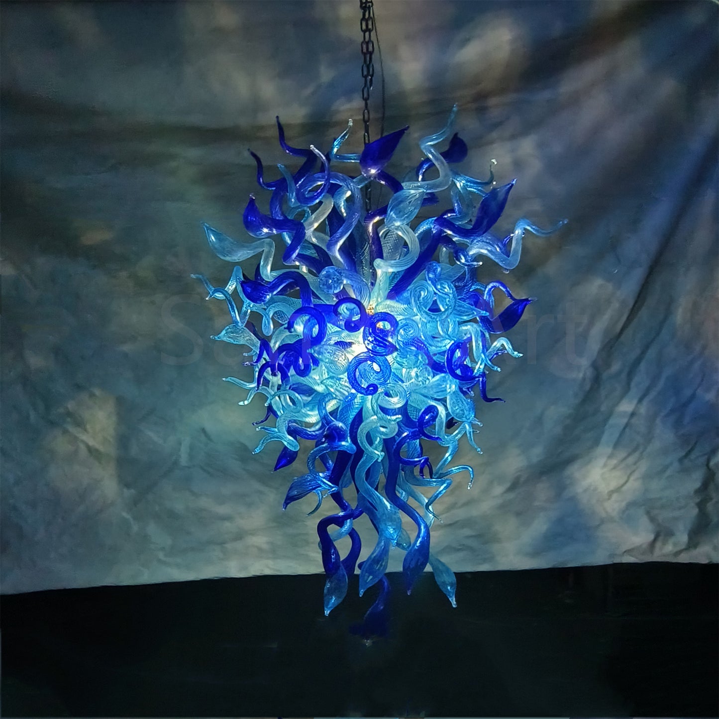 Ocean blue color hand blown glass Luxury Chandelier custom design