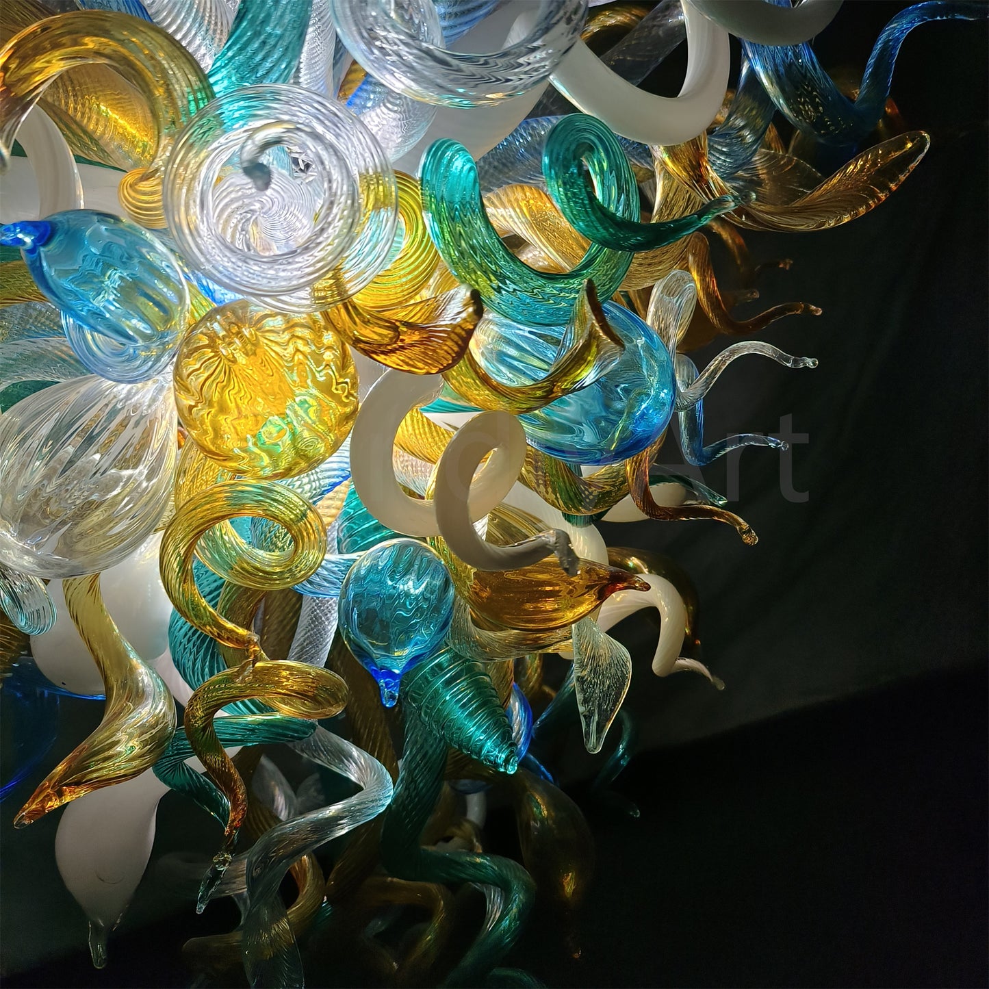Villa staircase decoration art blown glass Modern LED Chandelier
