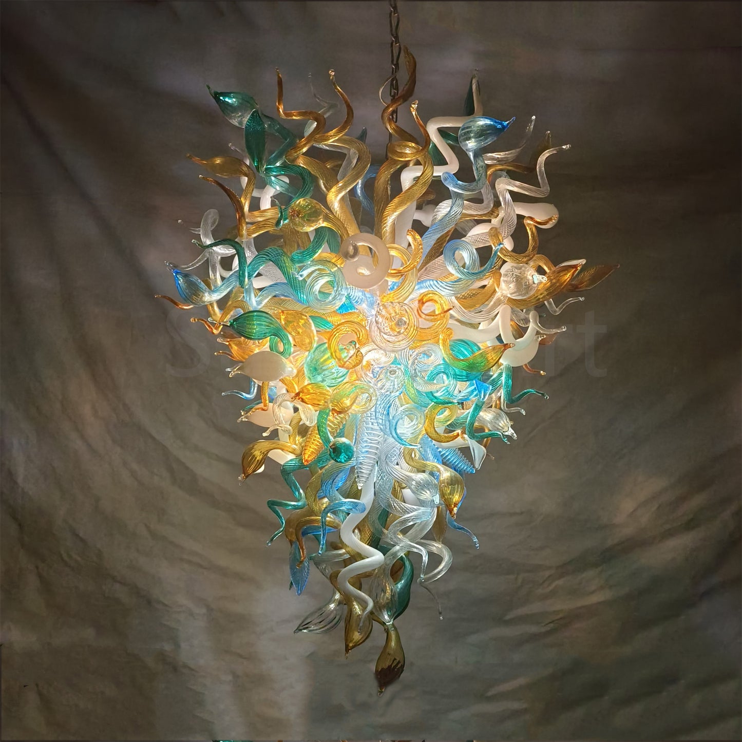 Villa staircase decoration art blown glass Modern LED Chandelier