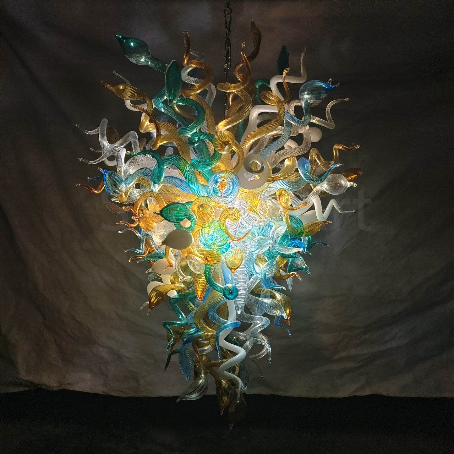 Villa staircase decoration art blown glass Modern LED Chandelier