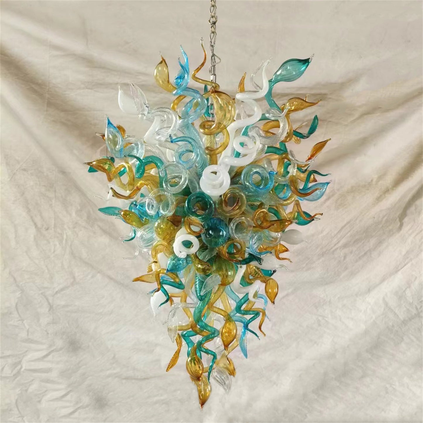 Villa staircase decoration art blown glass Modern LED Chandelier