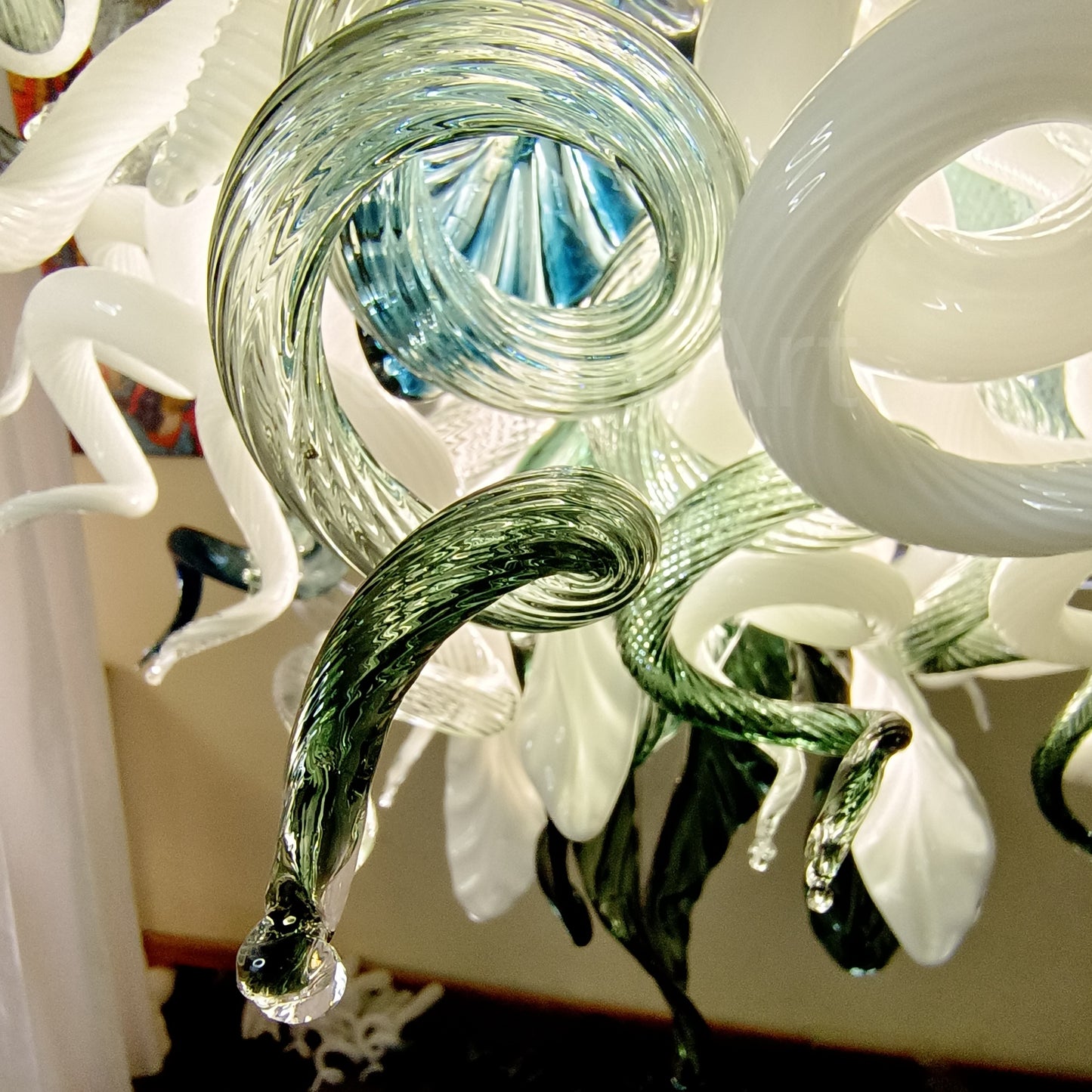 Modern white and blue Colored glaze DIY blown glass chandelier