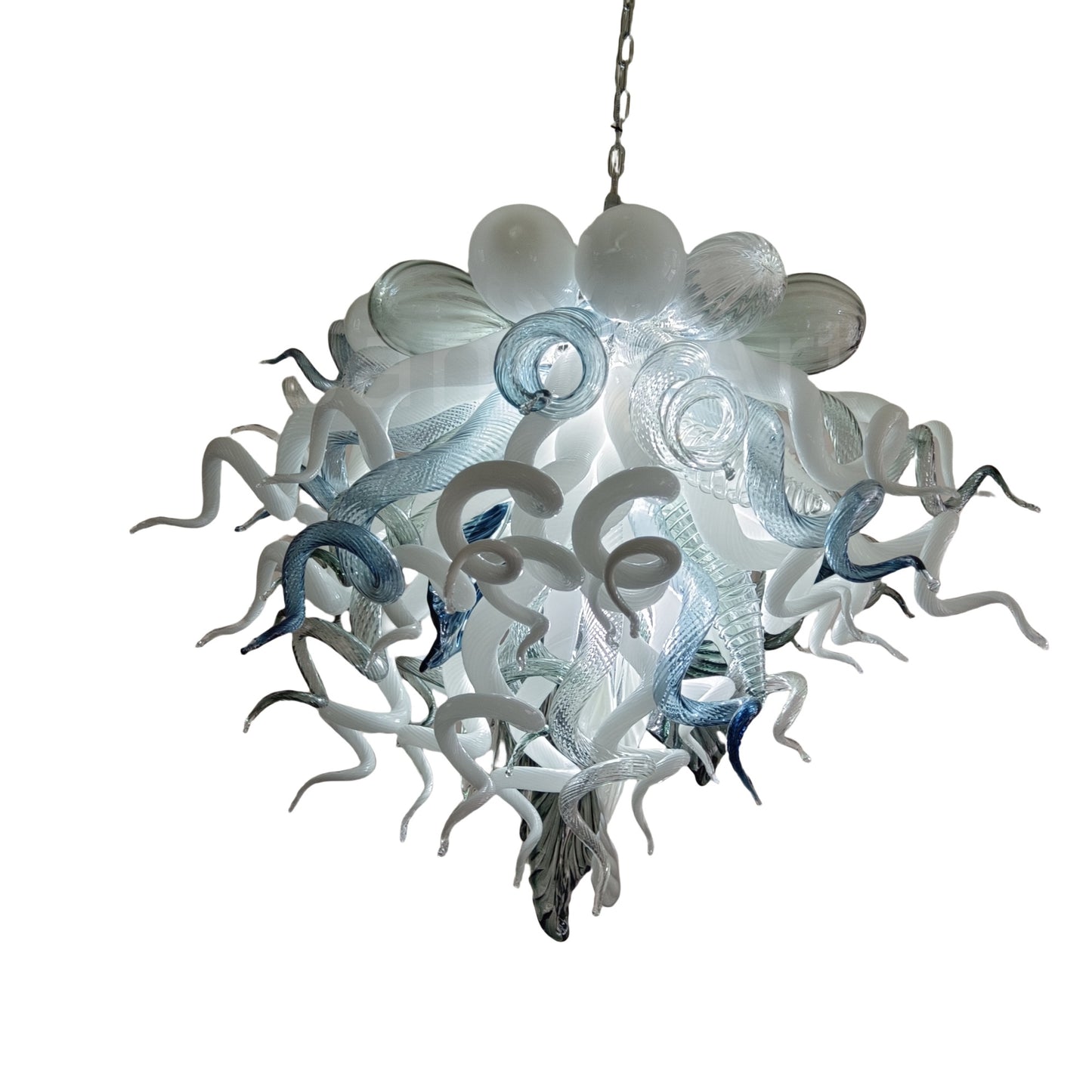 Modern white and blue Colored glaze DIY blown glass chandelier