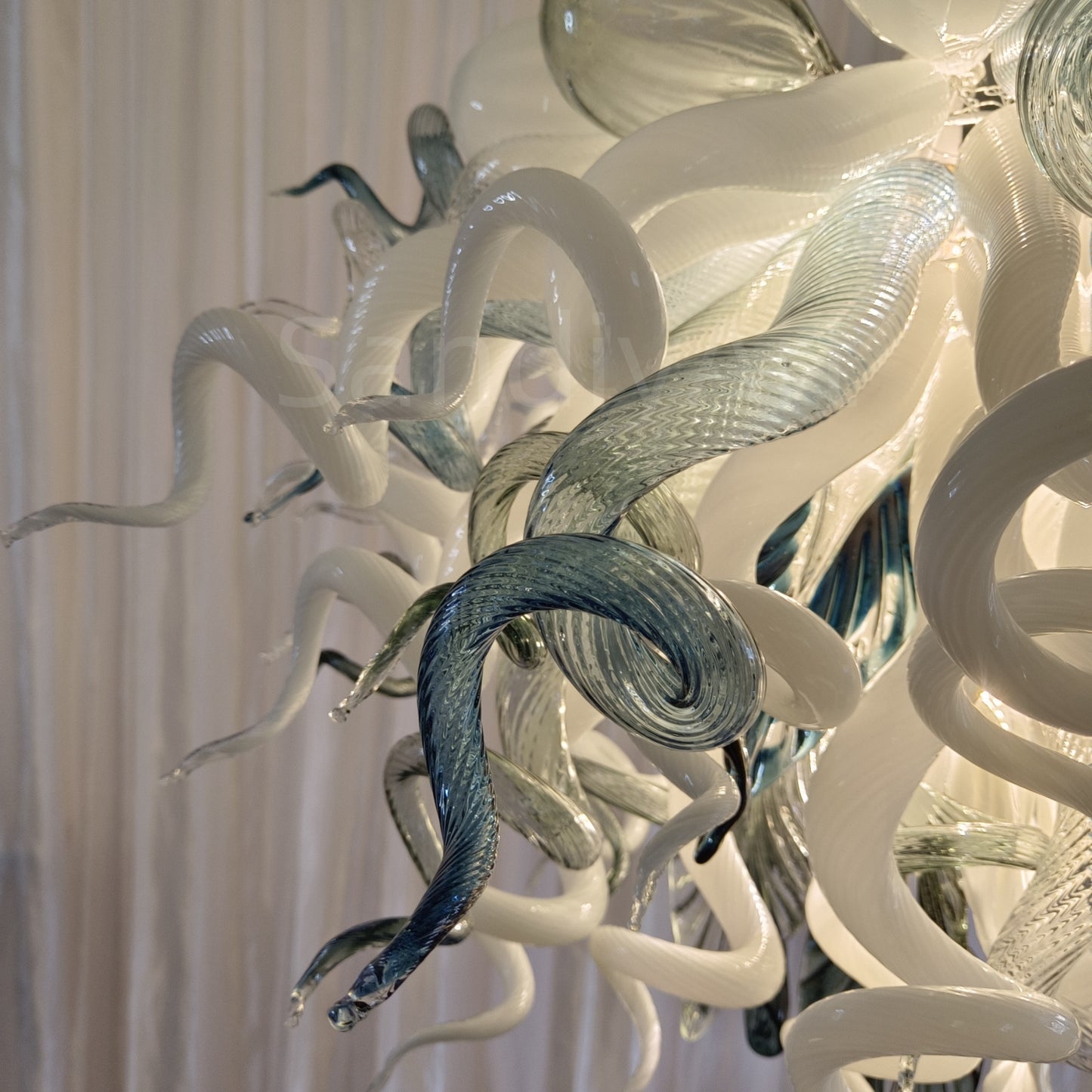Modern white and blue Colored glaze DIY blown glass chandelier