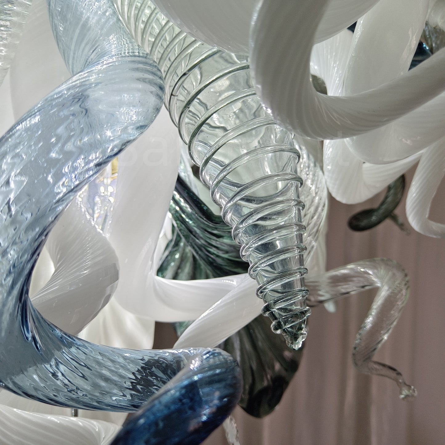 Modern white and blue Colored glaze DIY blown glass chandelier