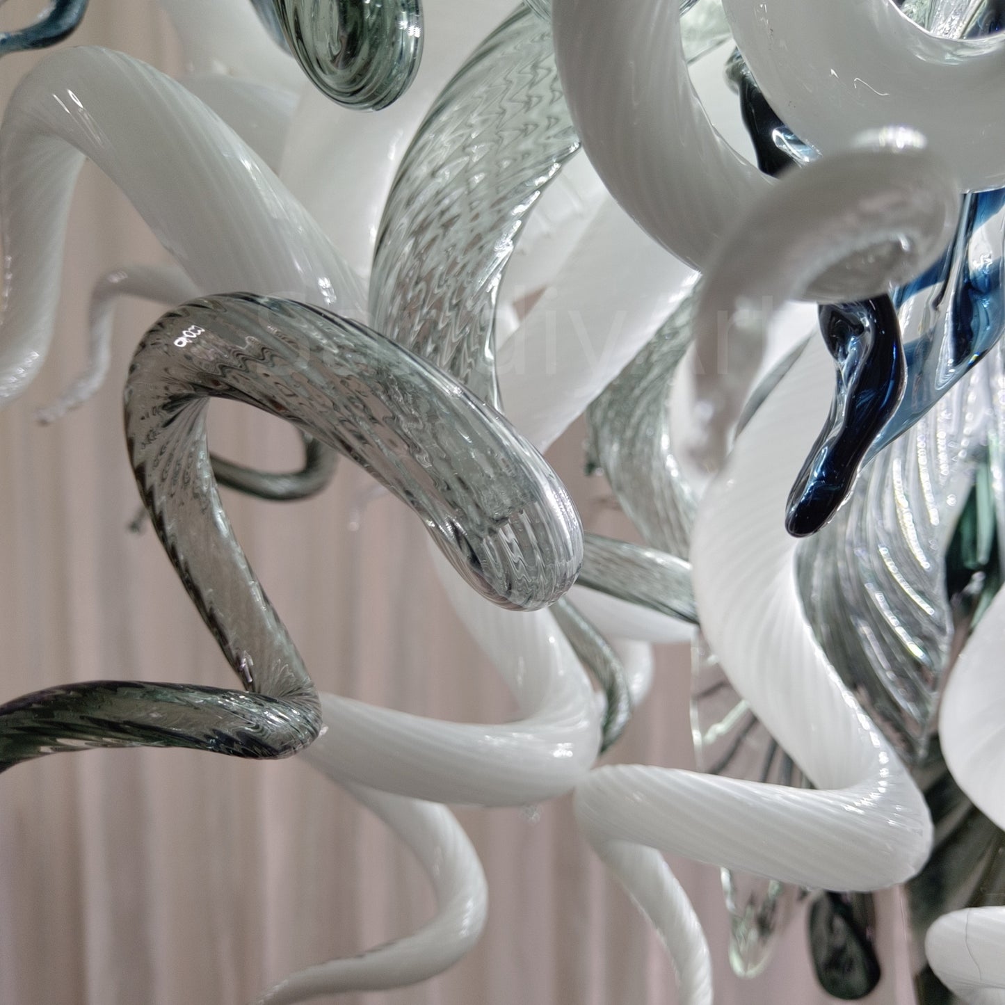 Modern white and blue Colored glaze DIY blown glass chandelier