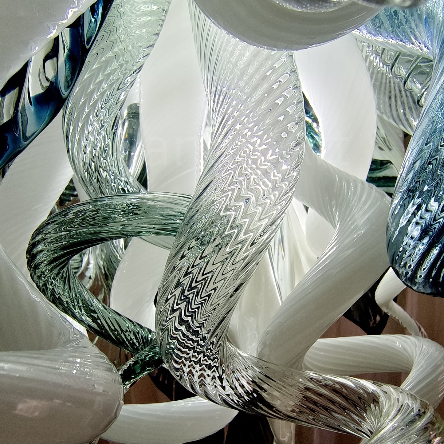 Modern white and blue Colored glaze DIY blown glass chandelier