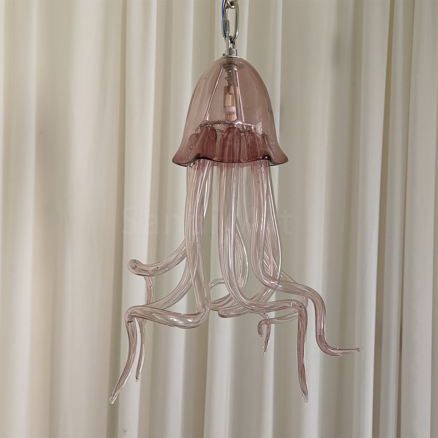 Small pink color hand made blown glass Jellyfish pendant light