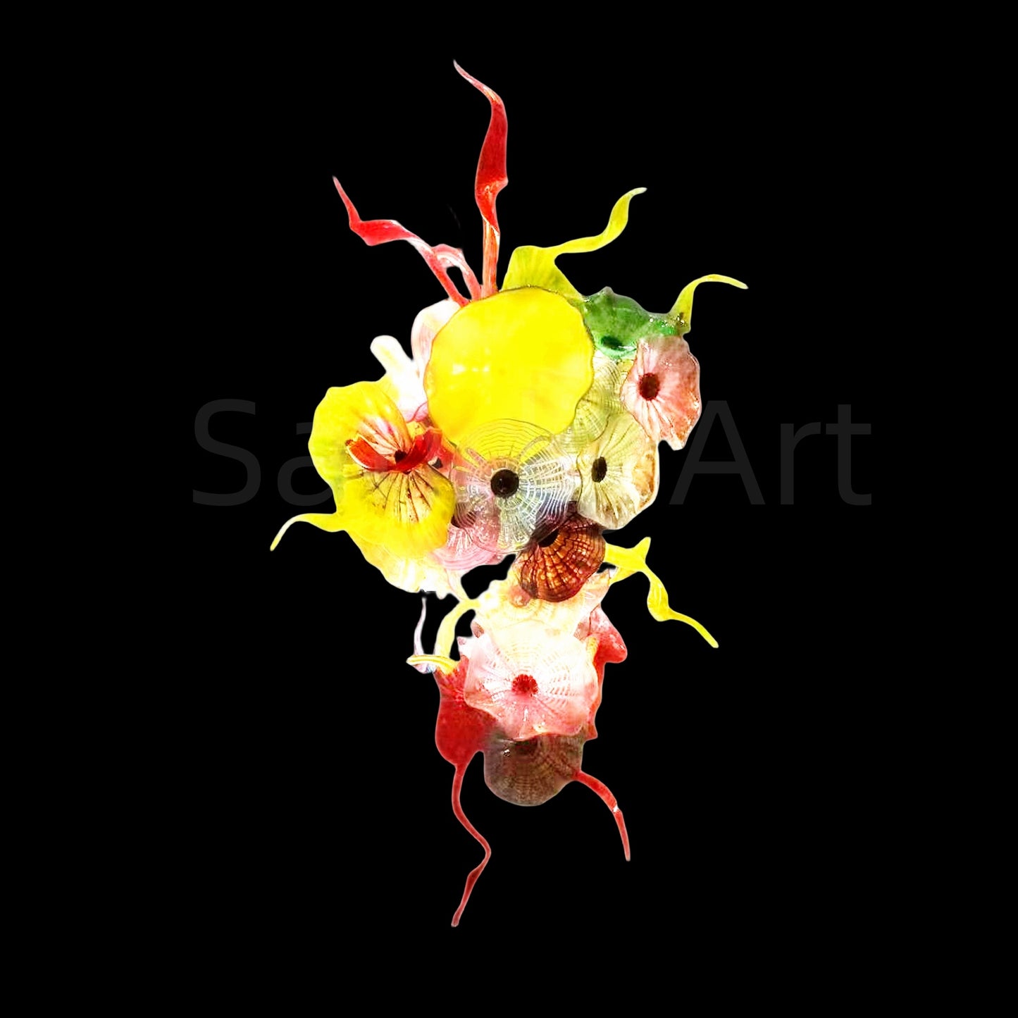 Modern design hand made blown glass flower glass chandelier for wedding