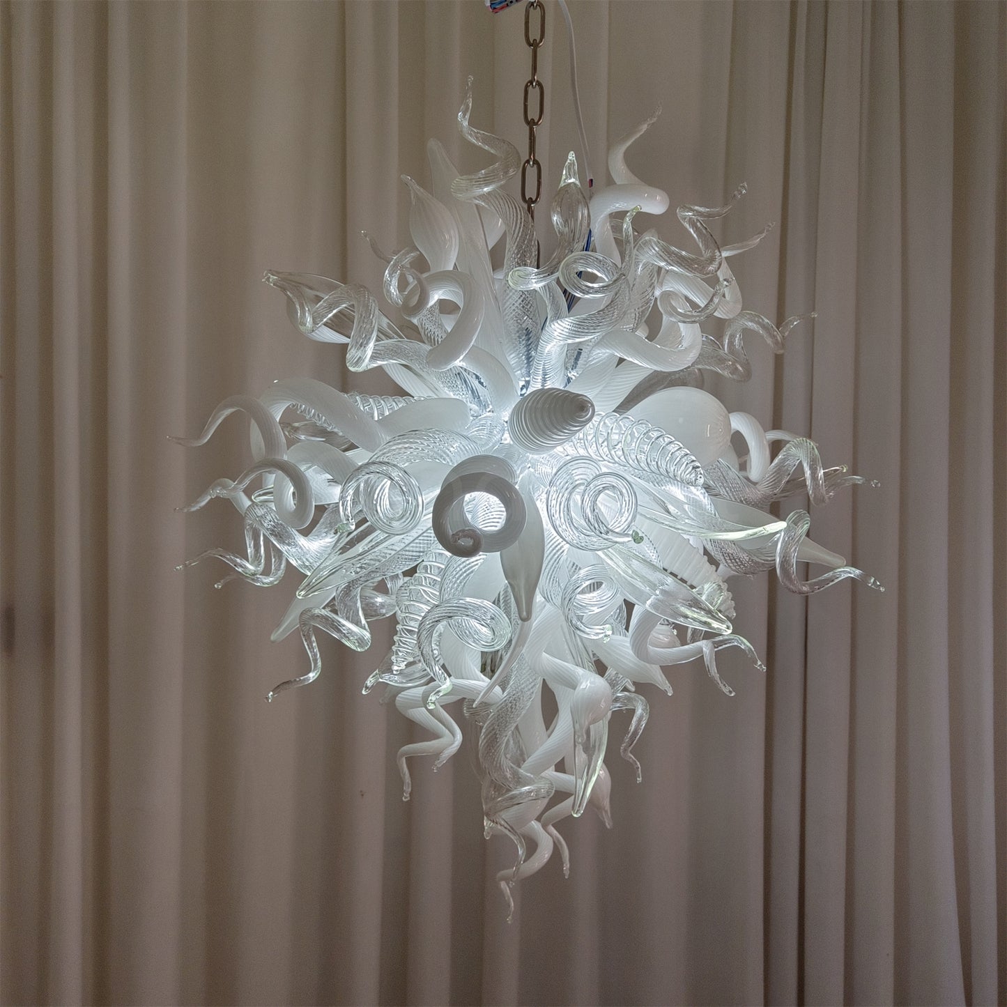 Modern design white color diy handblown glass chihuly style pendant lamp