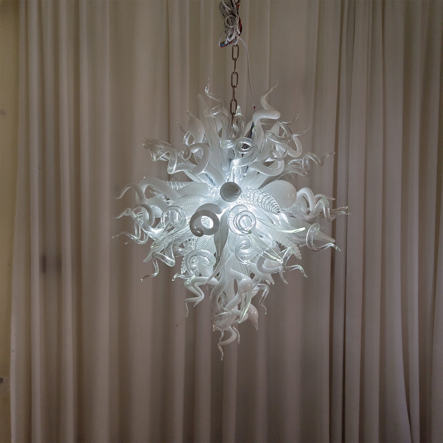 Modern design white color diy handblown glass chihuly style pendant lamp