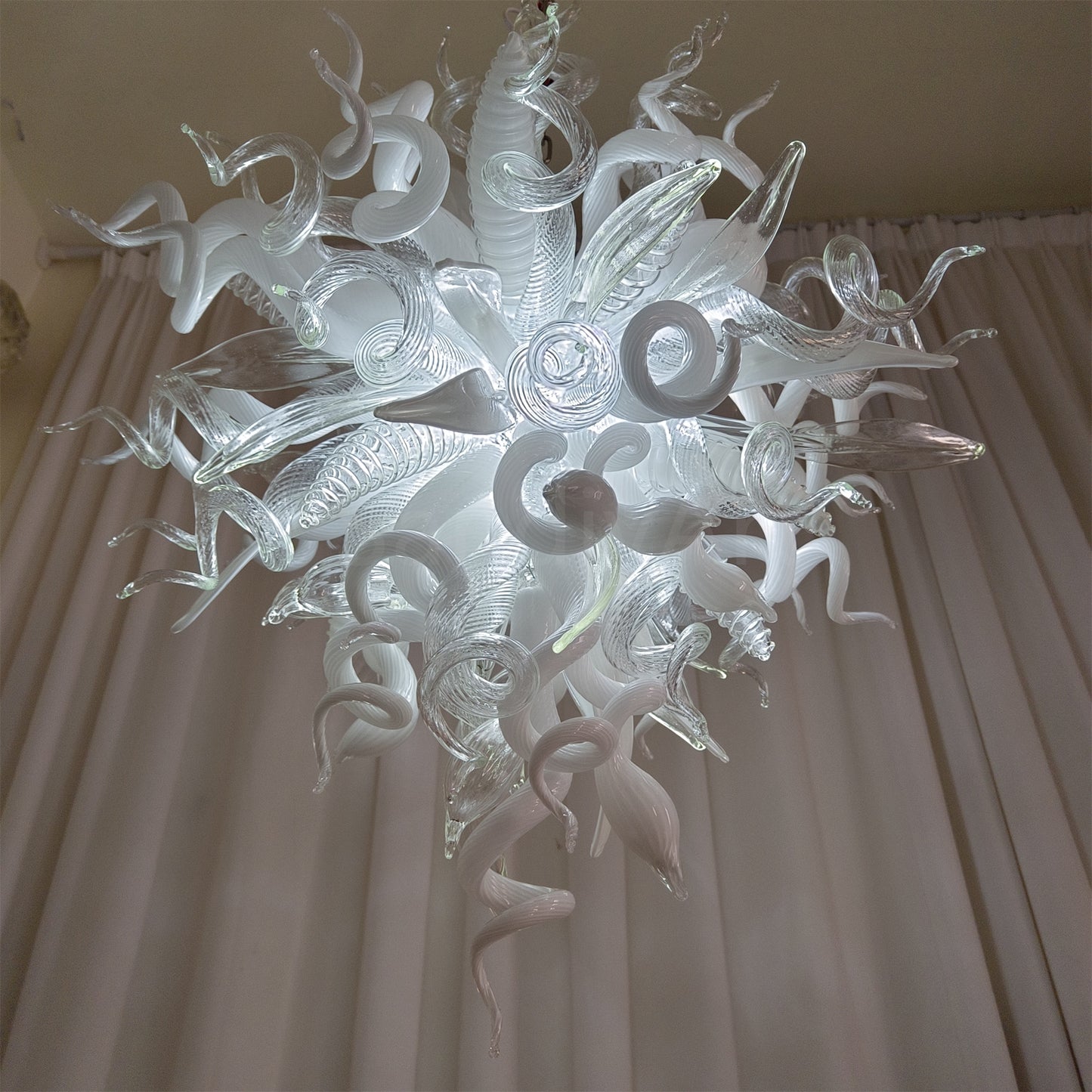 Modern design white color diy handblown glass chihuly style pendant lamp