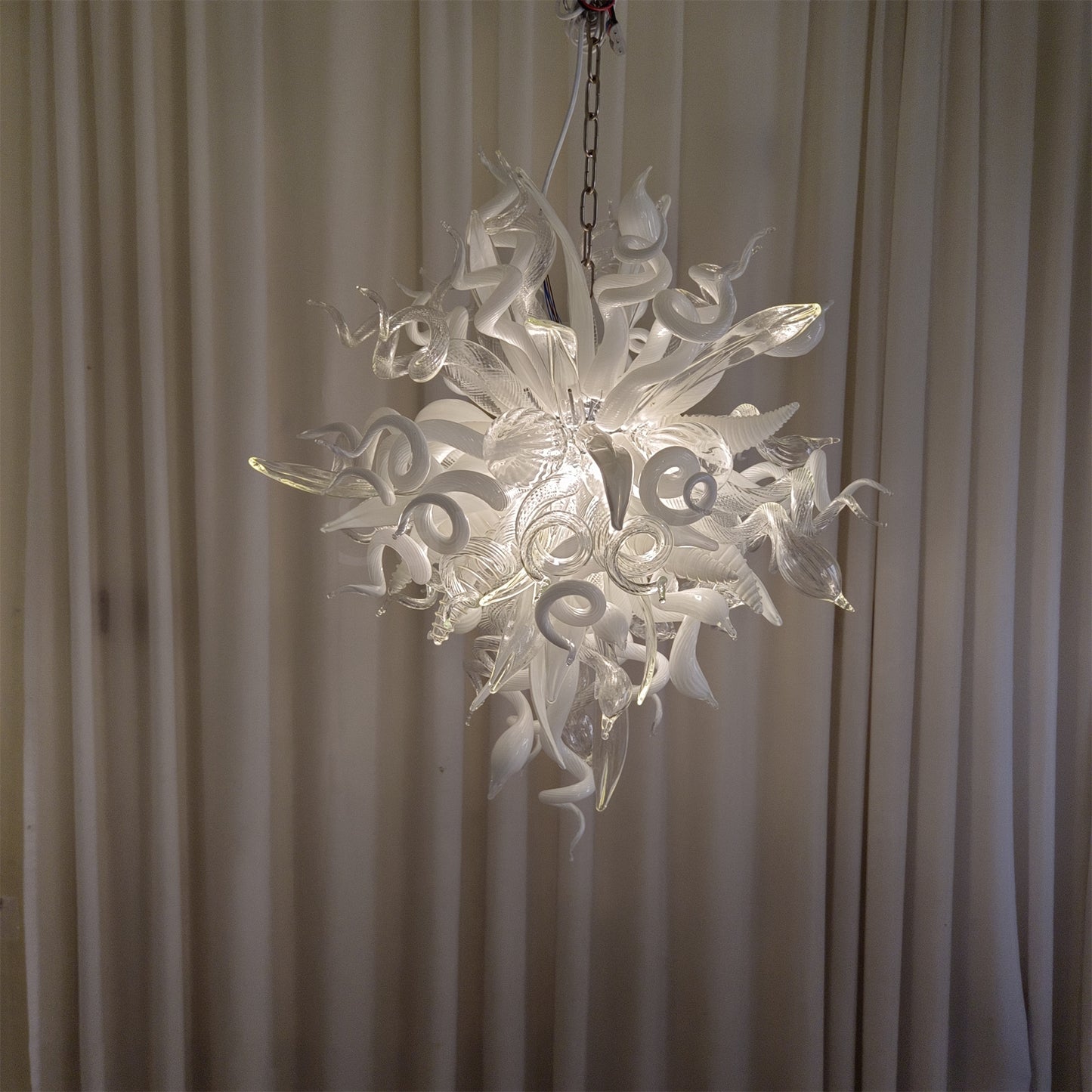Modern design white color diy handblown glass chihuly style pendant lamp