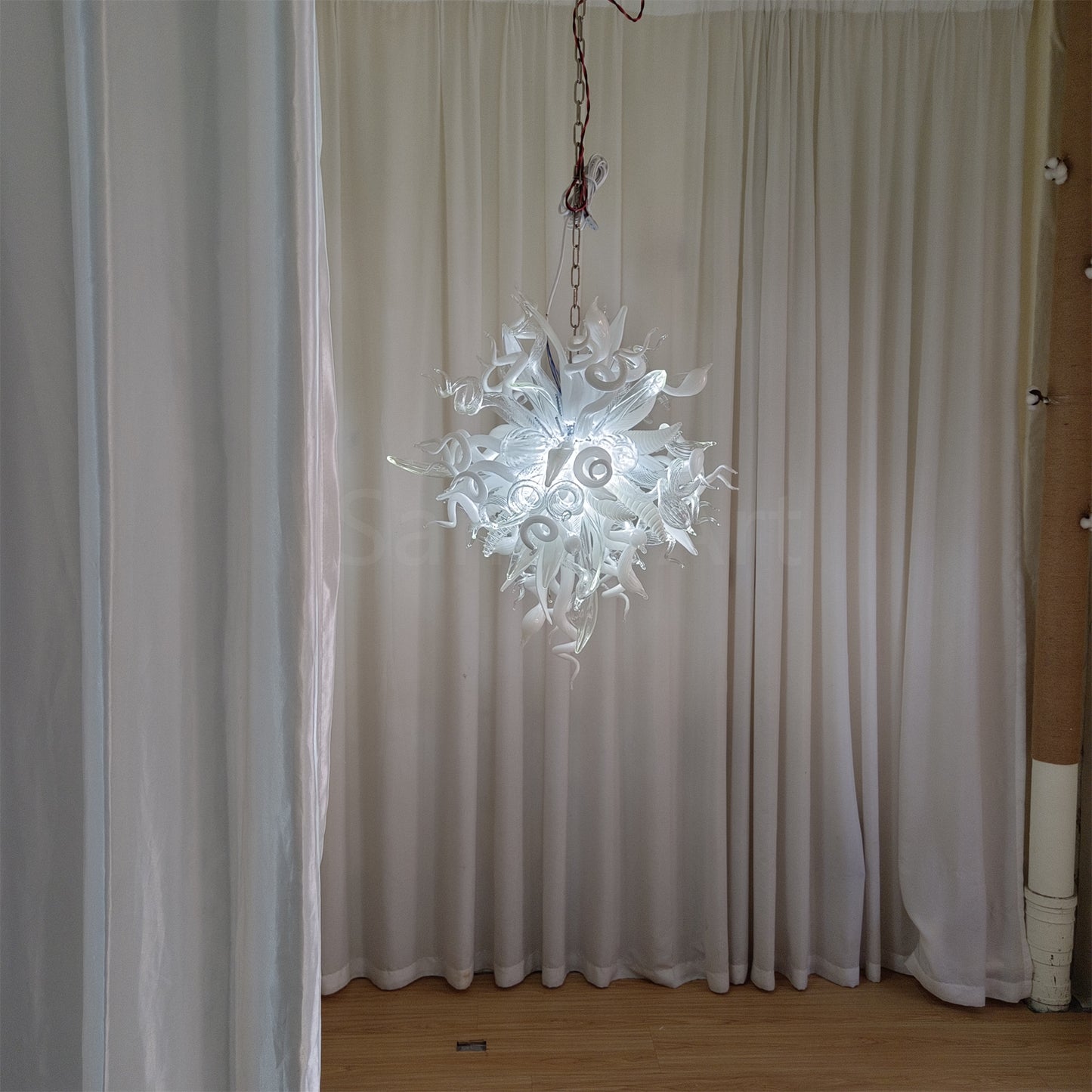 Modern design white color diy handblown glass chihuly style pendant lamp