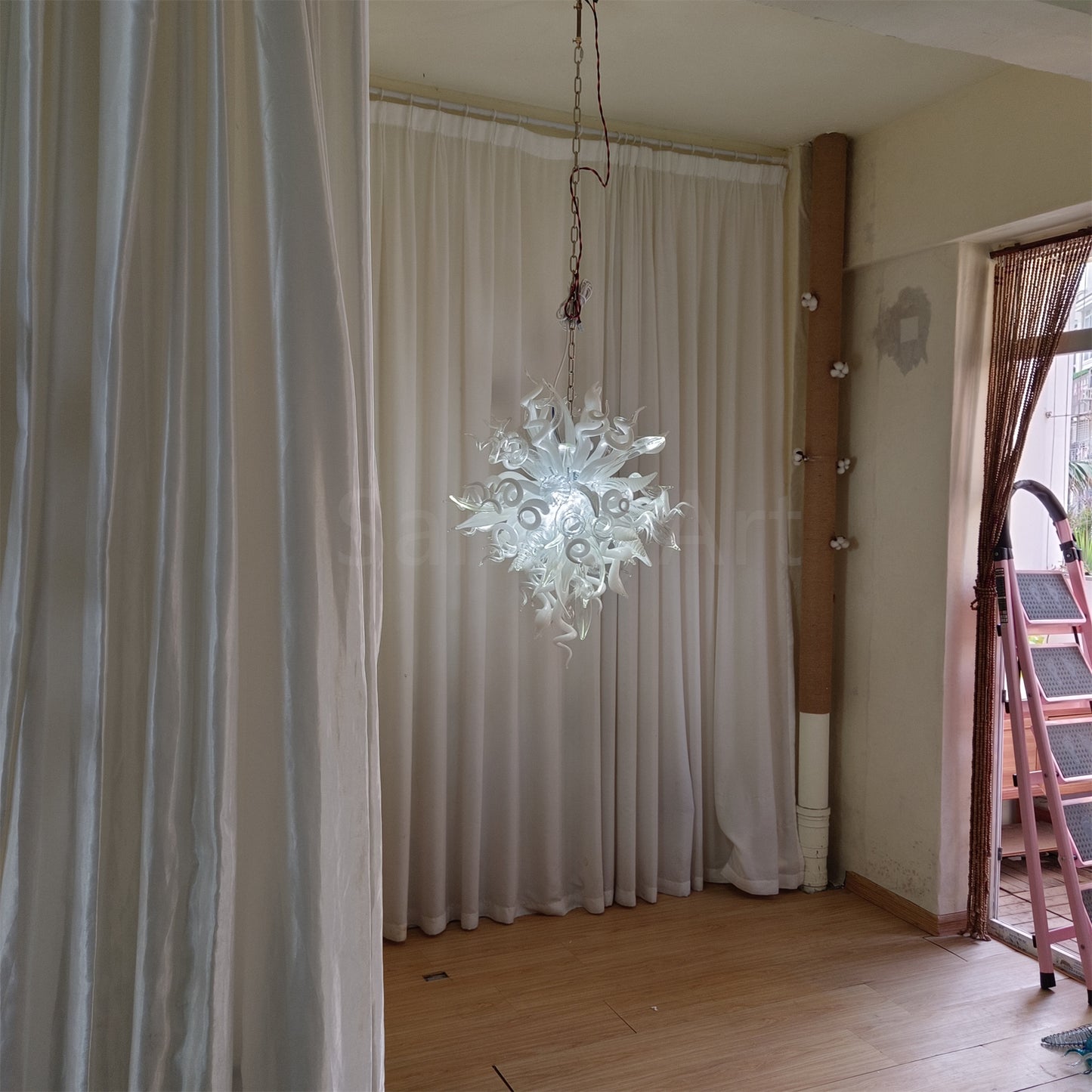 Modern design white color diy handblown glass chihuly style pendant lamp