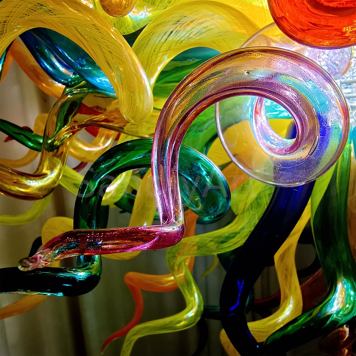 Multicolor round shape hand made murano glass chihuly style art chandelier