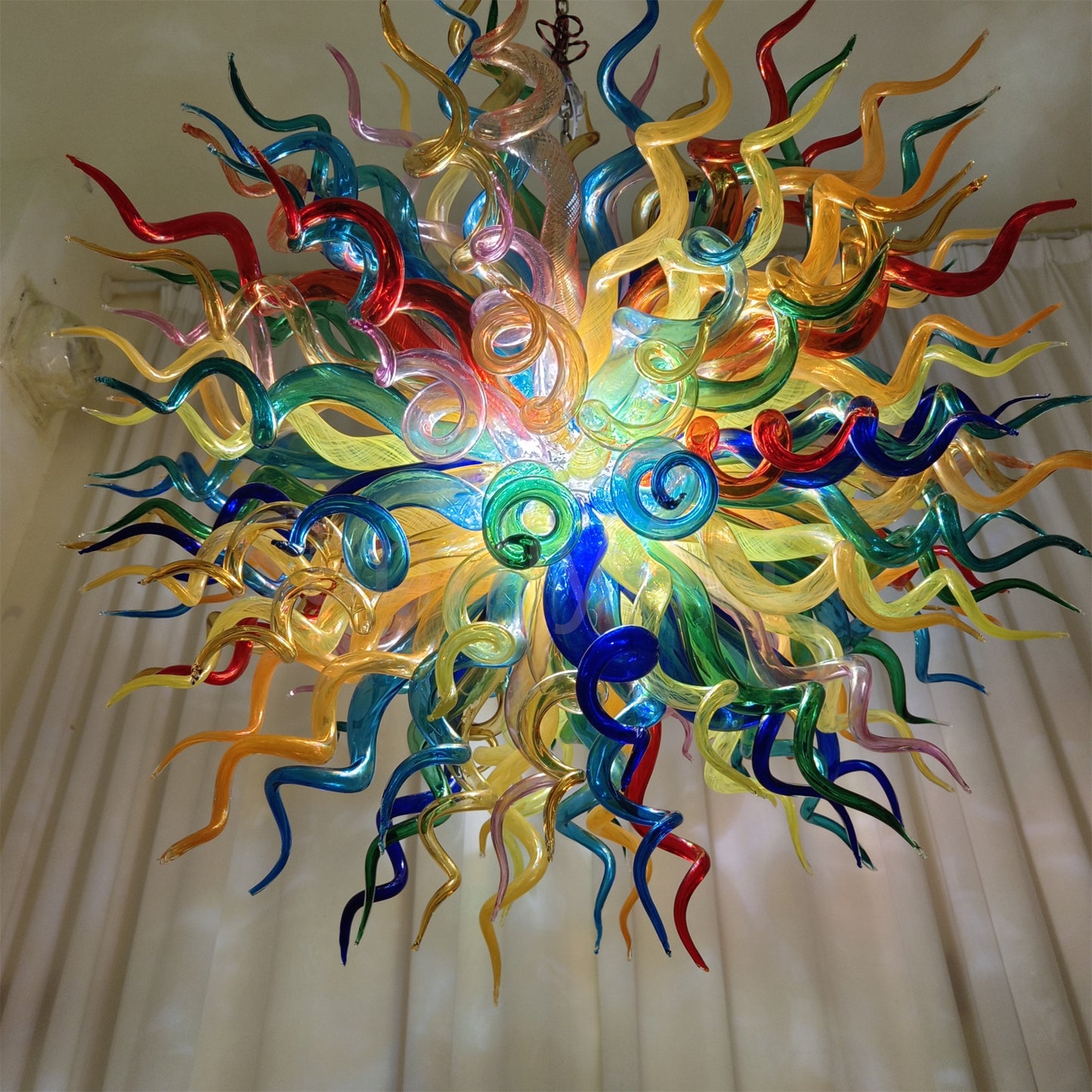 Multicolor round shape hand made murano glass chihuly style art chandelier