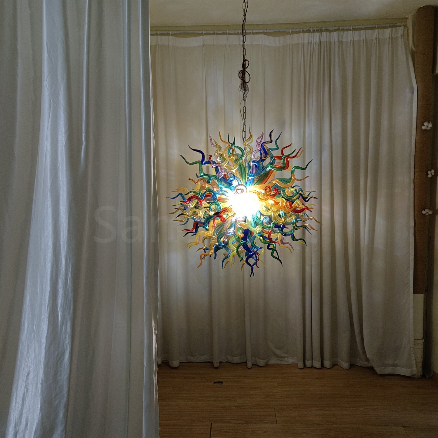 Multicolor round shape hand made murano glass chihuly style art chandelier